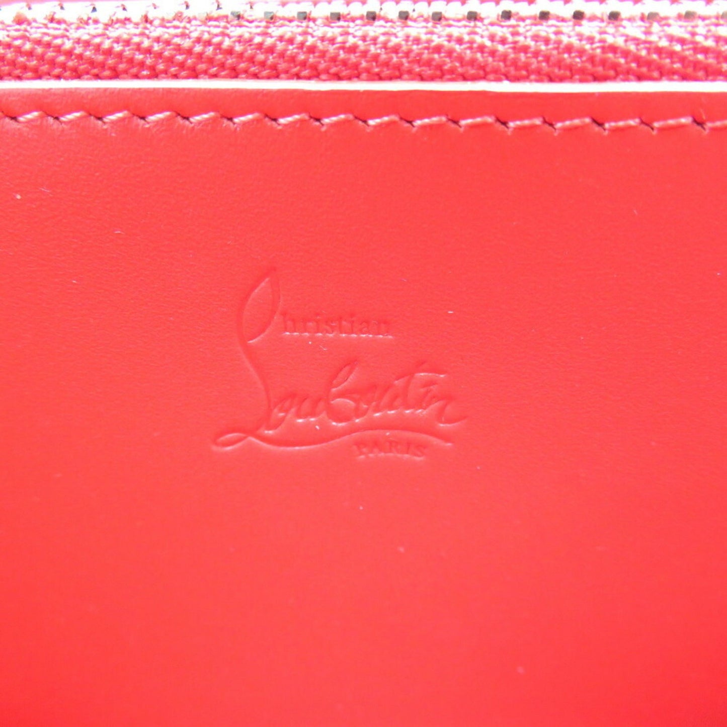 Christian Louboutin Panettone Studs 1175161 Leather Rosa Pink Red Round Long Wallet 0502Christian