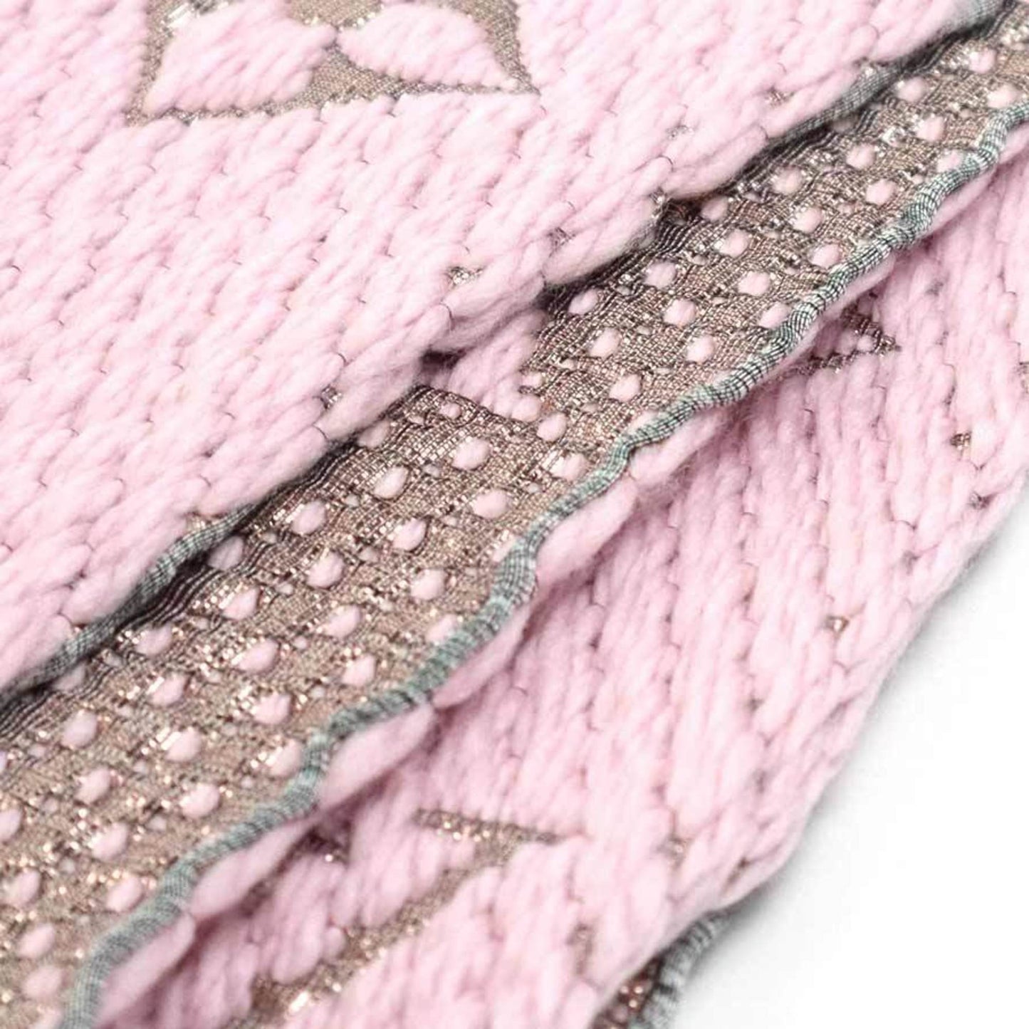 Louis Vuitton Muffler Escharp Logomania Shine Wool/Silk Pink X Silver