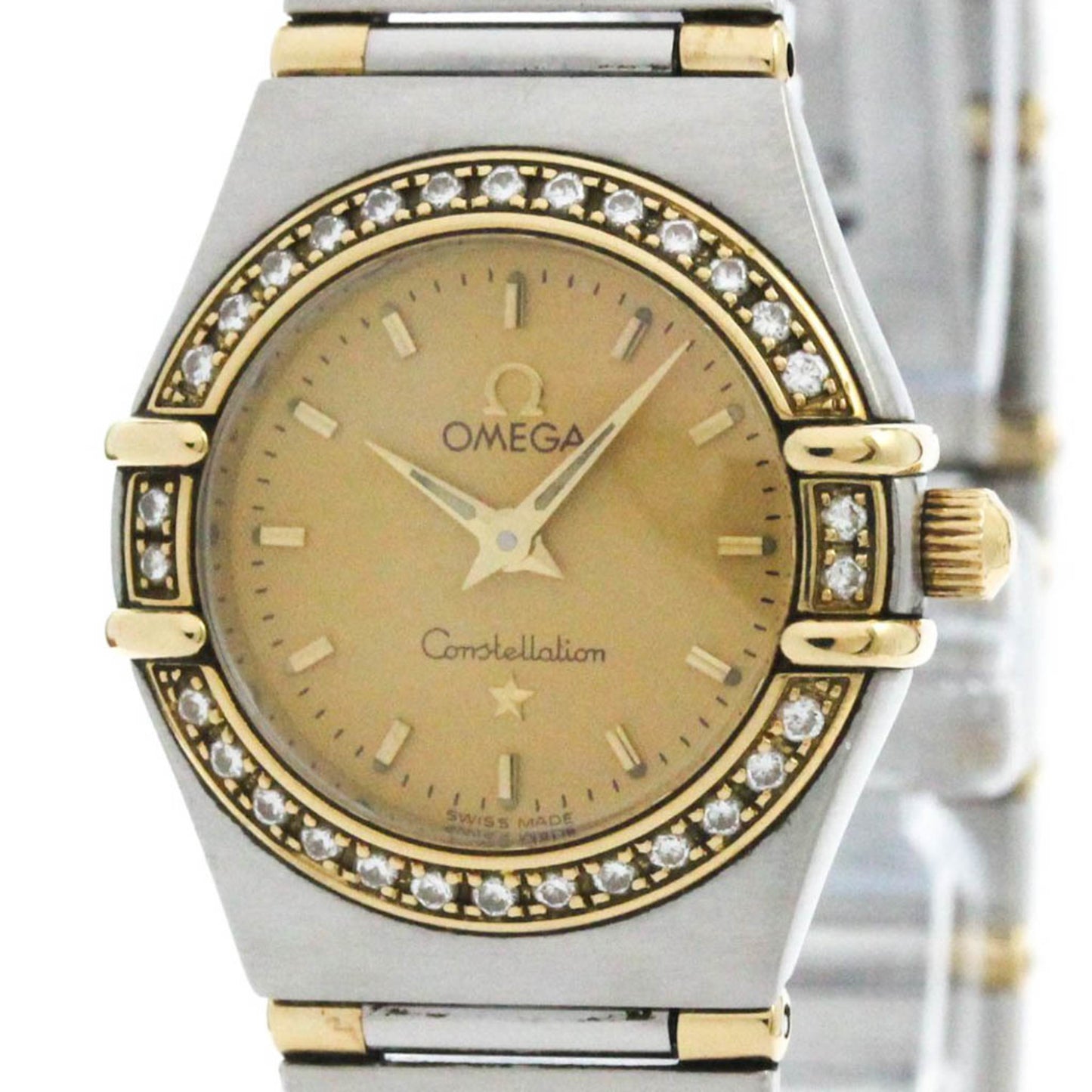 Polished Omega Constellation Diamond 18K Gold Steel Watch 1367.10 Bf581498