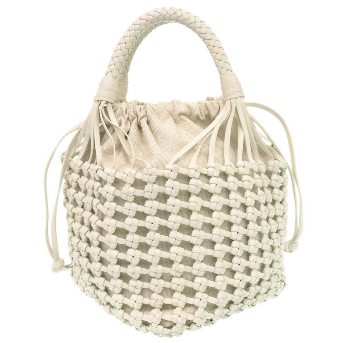 Bottega Veneta Cavallino 709612 Leather Canvas White Handbag 1172Bottegaveneta
