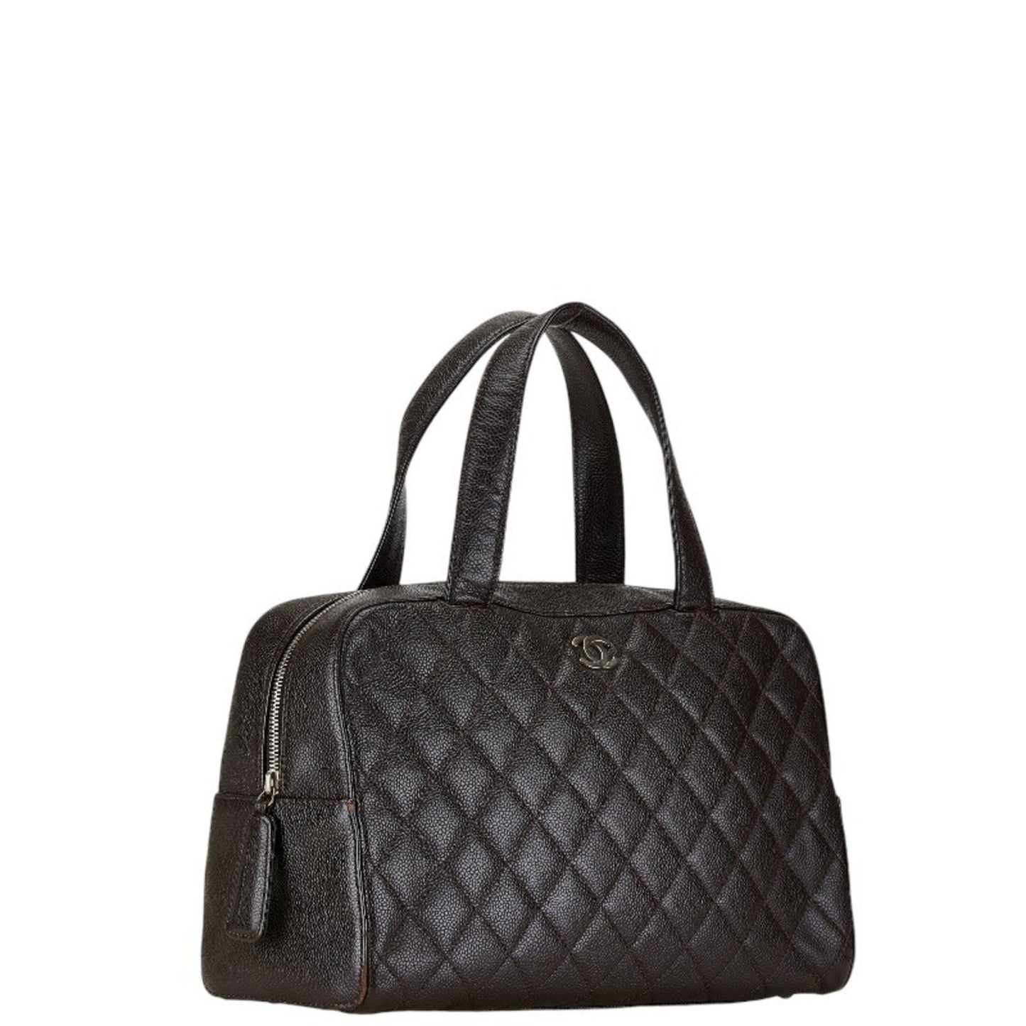 Chanel Coco Mark Handbag Boston Bag Brown Caviar Skin