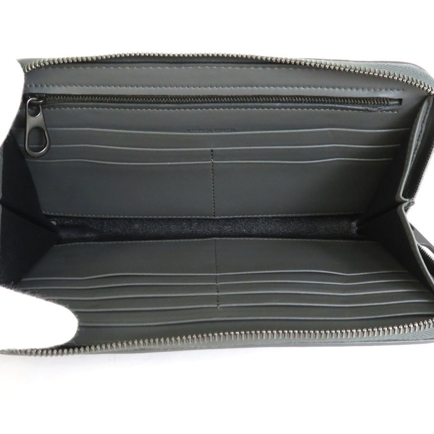 Bottega Veneta Bottegaveneta Round Zipper Long Wallet Intrecciato Leather Gray