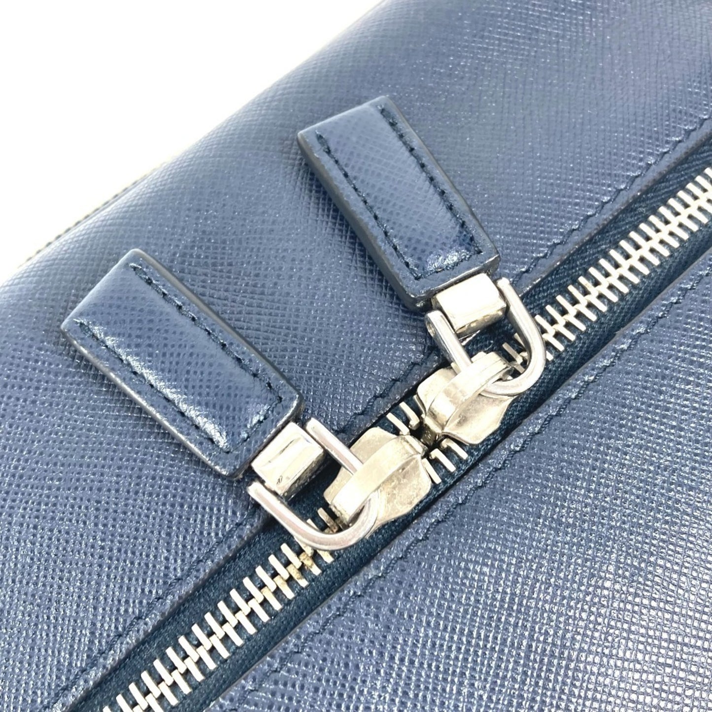 Prada Prada Triangle Logo Plate Bag Second Clutch Saffiano Leather