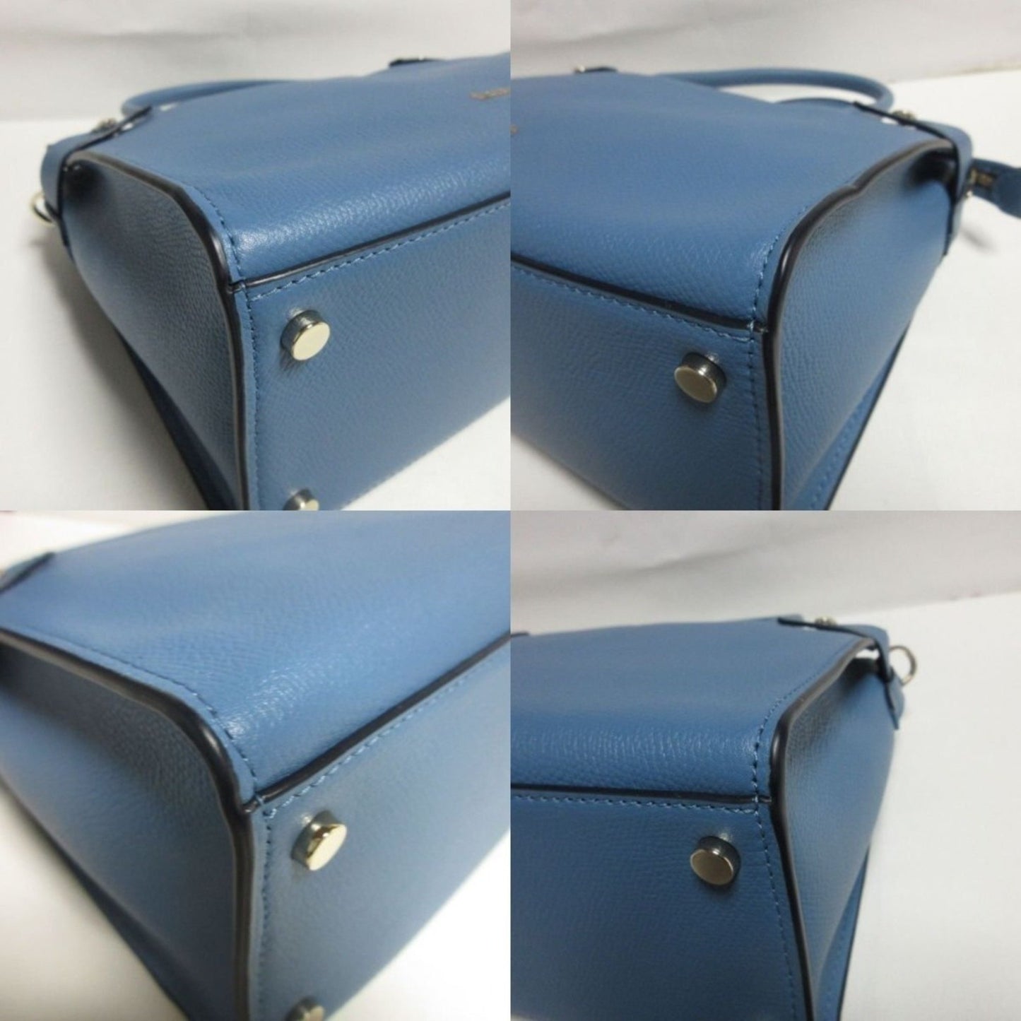 Kate Spade Classic Medium Satchel Leather 2Way Handbag Shoulder Bag Blue