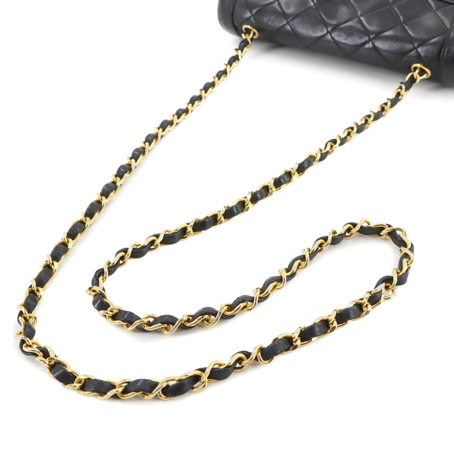Chanel Matelasse Chain Shoulder Bag Leather Black Gold Metal Fittings