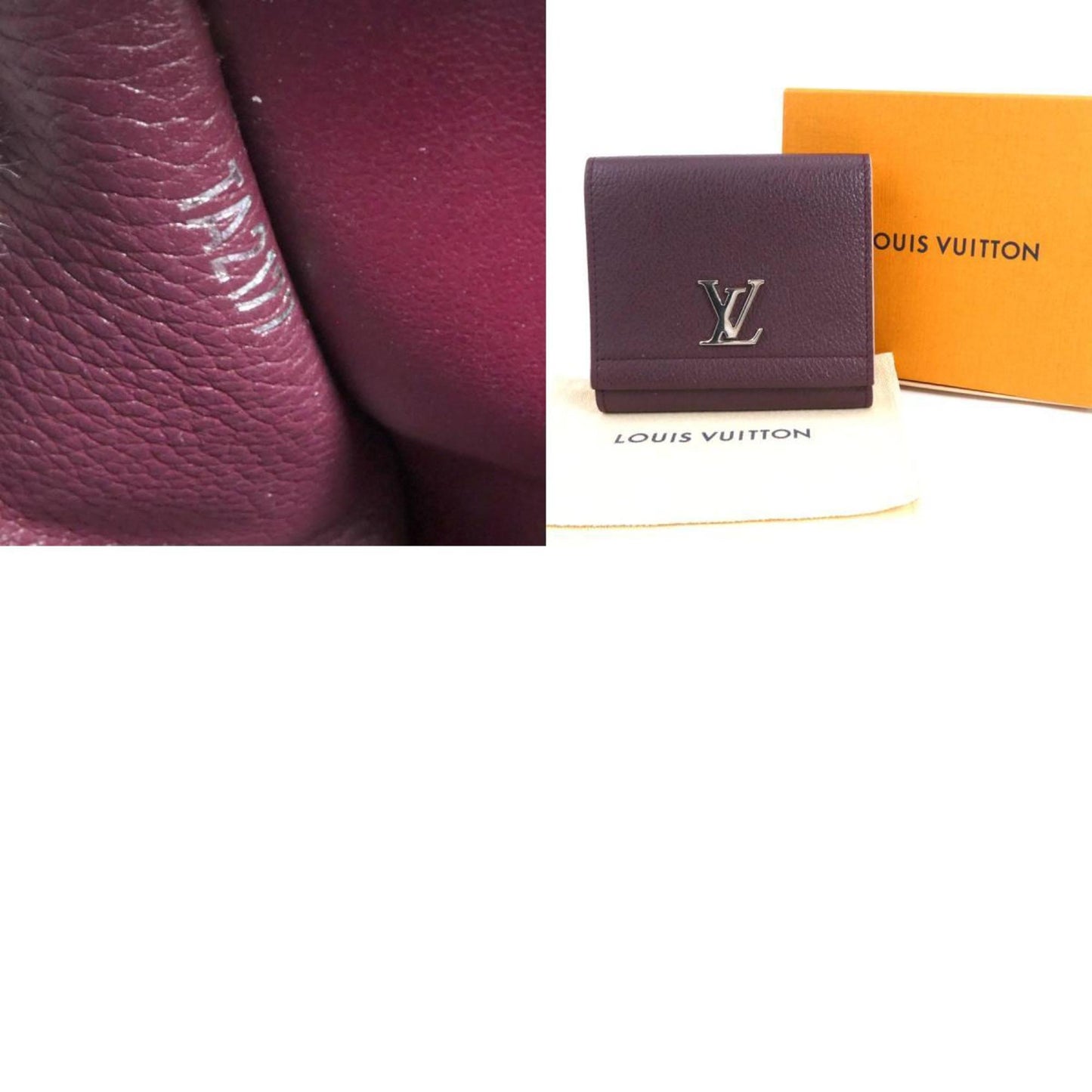 Louis Vuitton Bifold Wallet Portefeuille Lock Me 2 Compact/Taurillon Prune