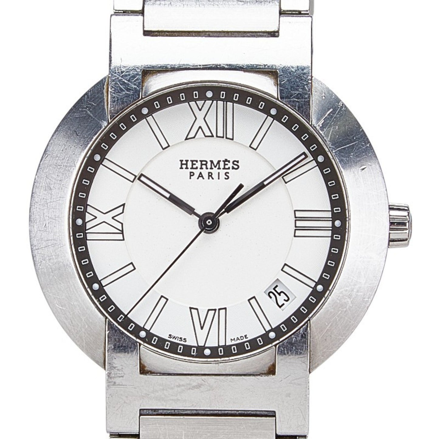 Hermes Nomade Watch No1.710 Kinetic White Dial Stainless Steel