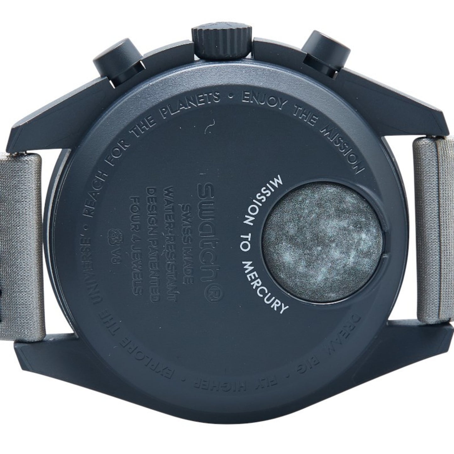 Omega X Swatch Moonswatch Mission To Mercury Watch So33A100 Quartz Movement Gray Dial Ceramic Nylon