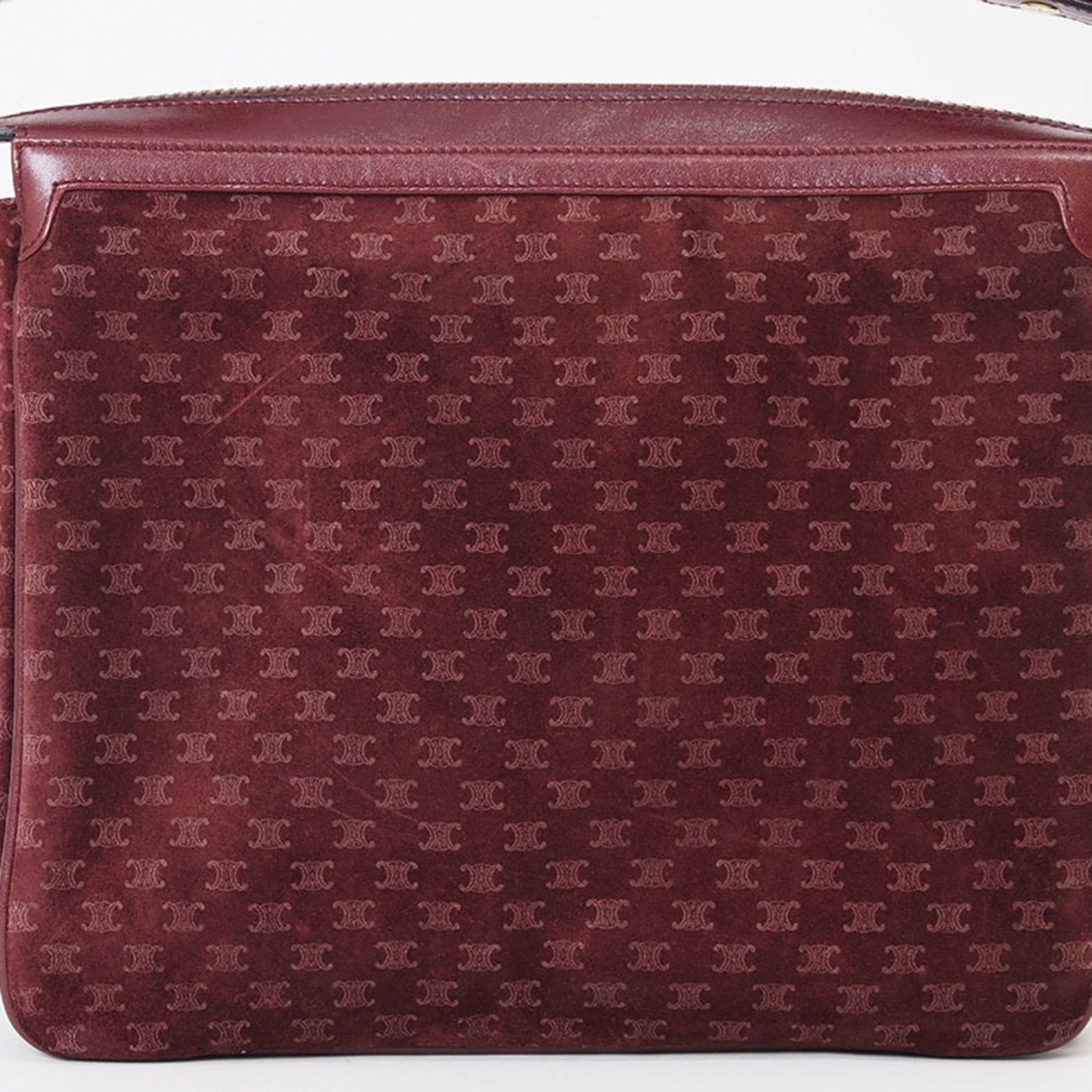 Celine Old Triomphe Suede Shoulder Bag Bordeaux