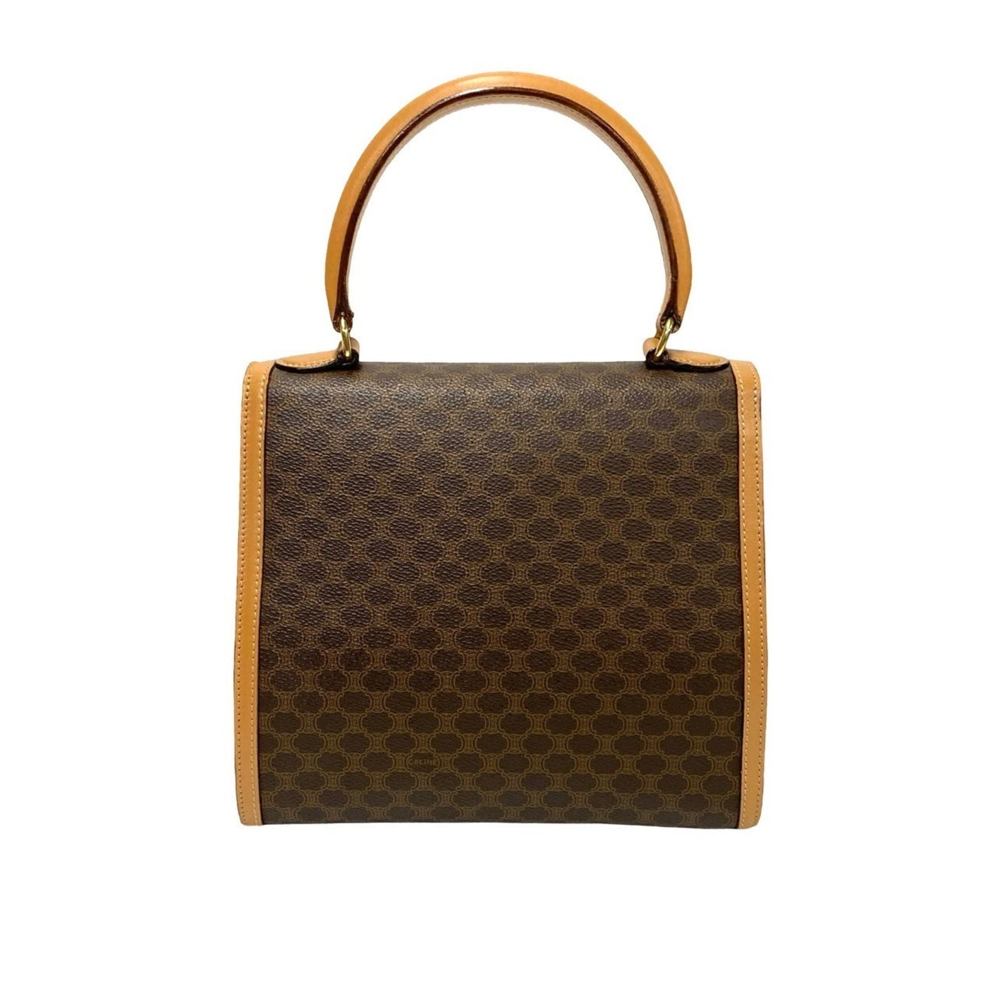 Celine Macadam Blason Triomphe Print Logo Ring Hardware Leather 2-Way Handbag/Shoulder Bag Brown
