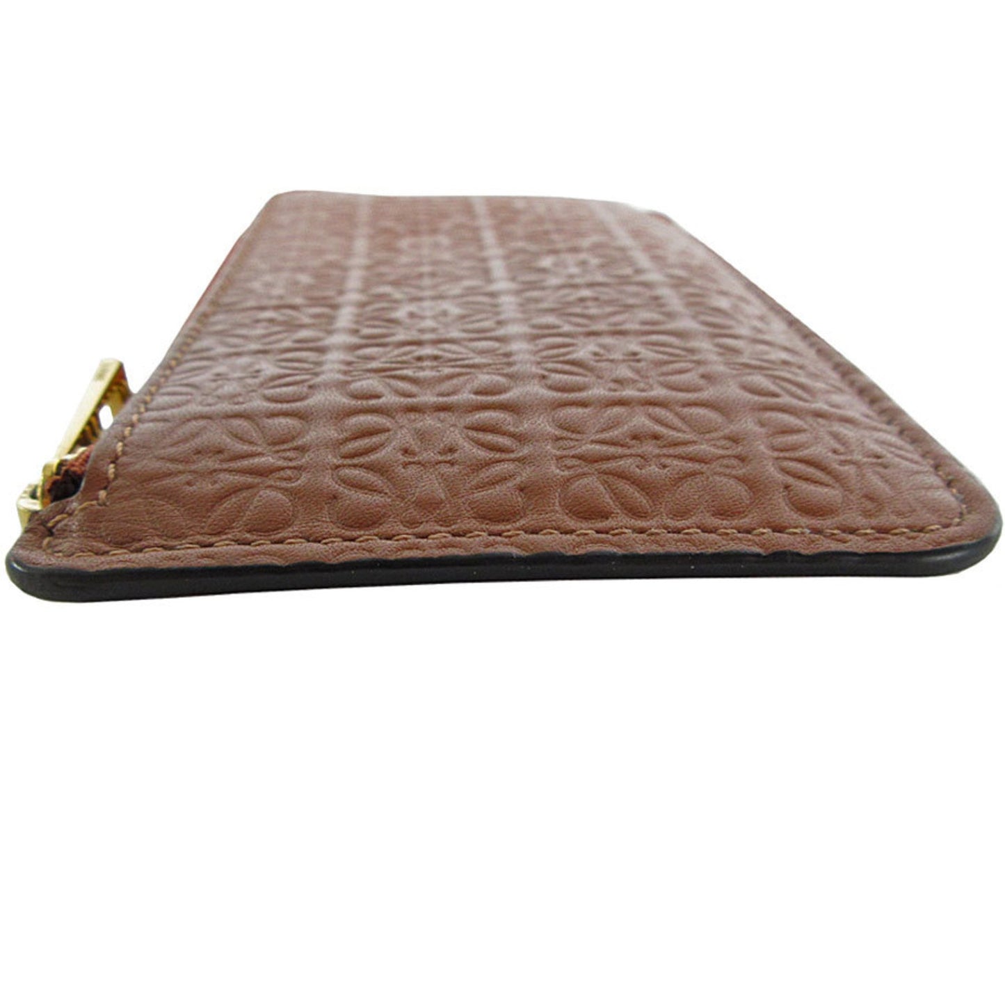Loewe Wallet/Coin Case Anagram Leather Brown Gold