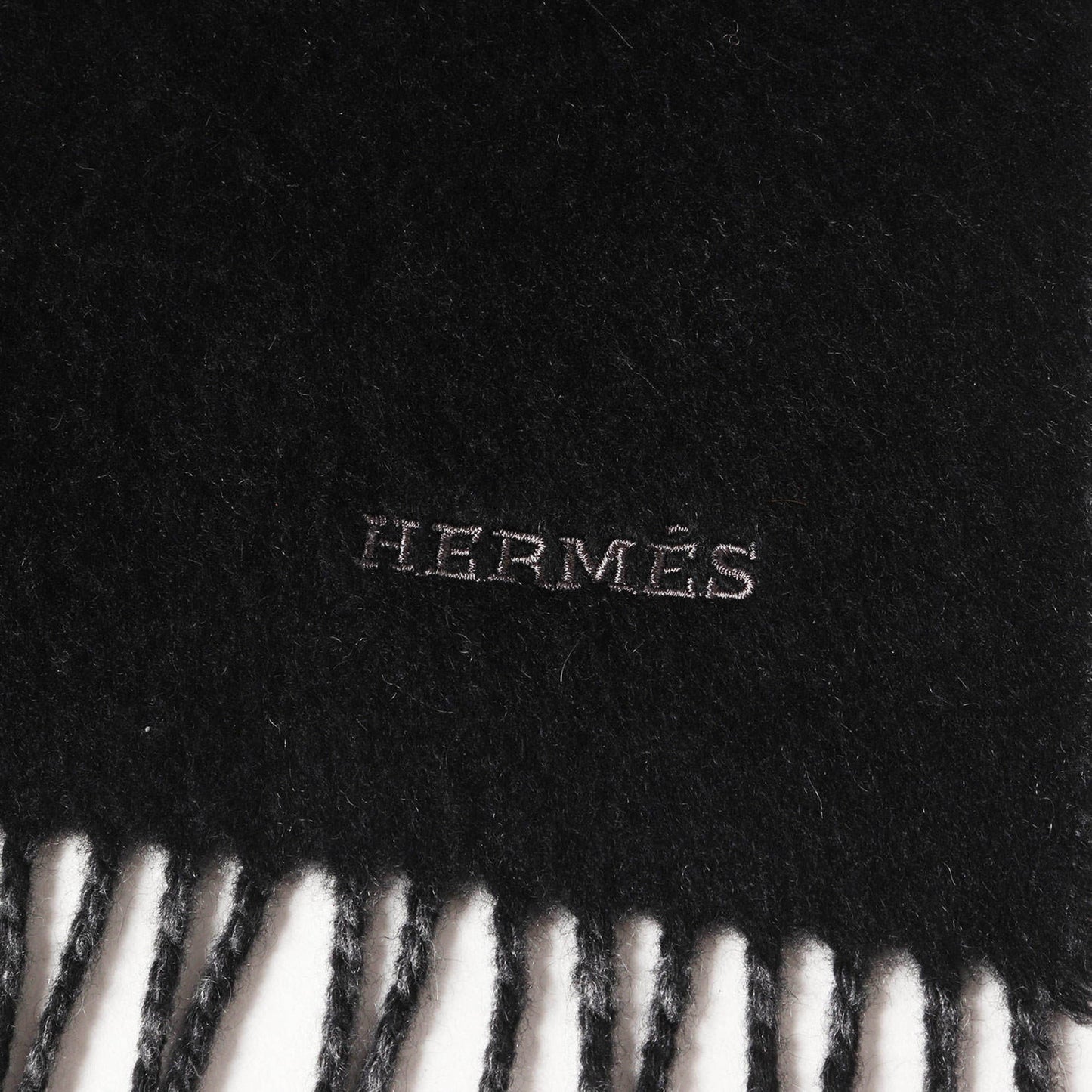 Hermes Men'S Black Embroidered Cashmere Scarf/Stole