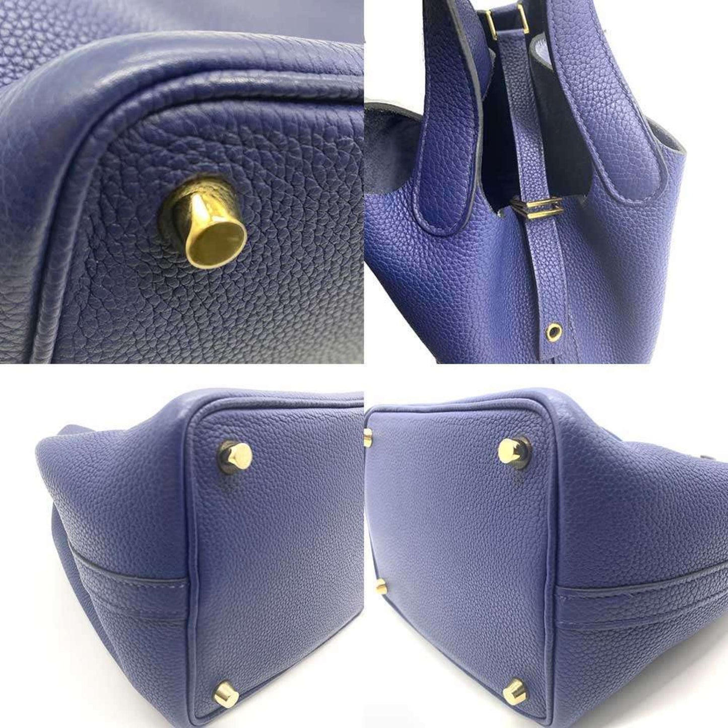 Hermes Picotin Lock Pm Togo Handbag Blue Saphir C Stamp Hermes
