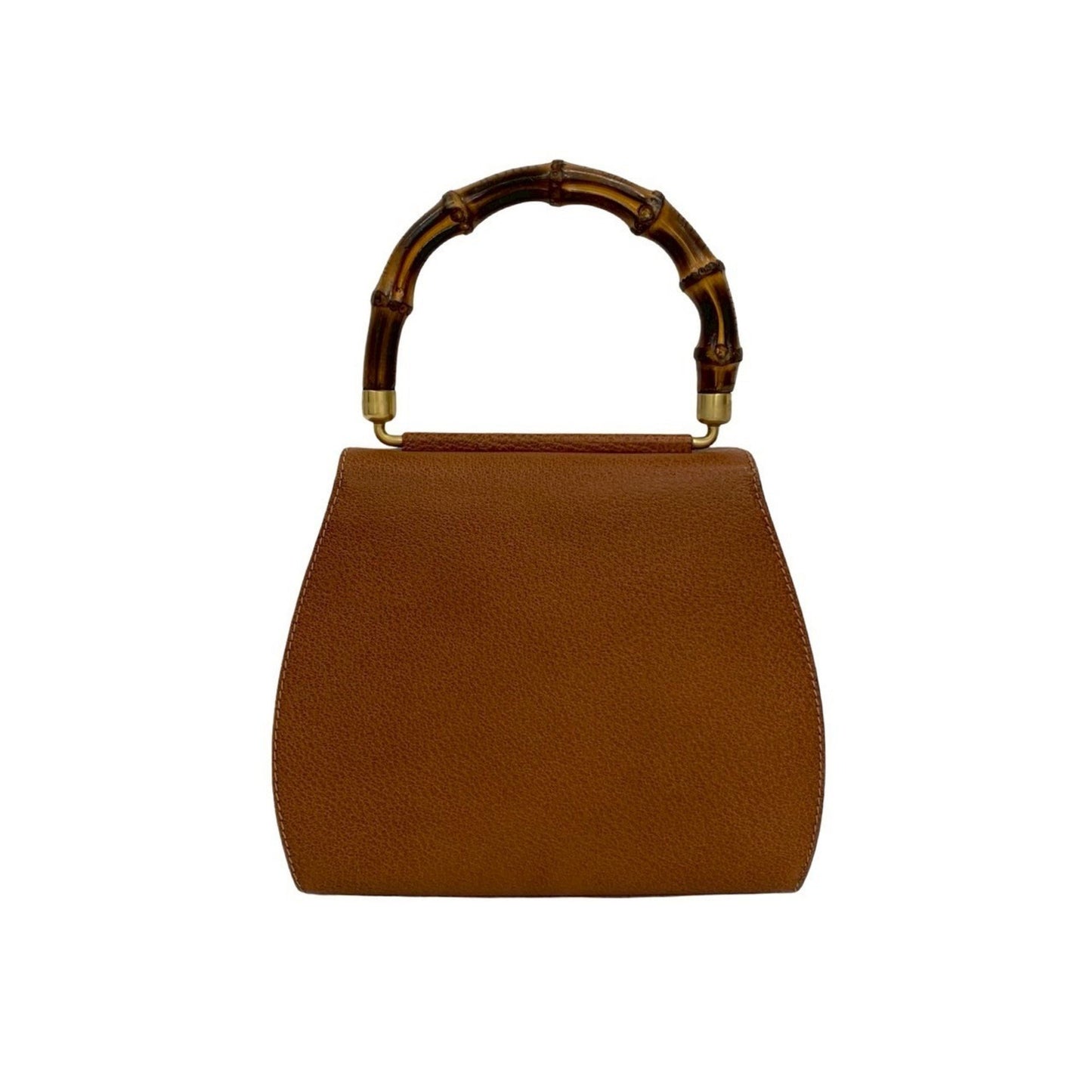 Gucci Old Gucci Vintage Bamboo Leather Turnlock Handbag/Mini Tote Bag Brown 26643