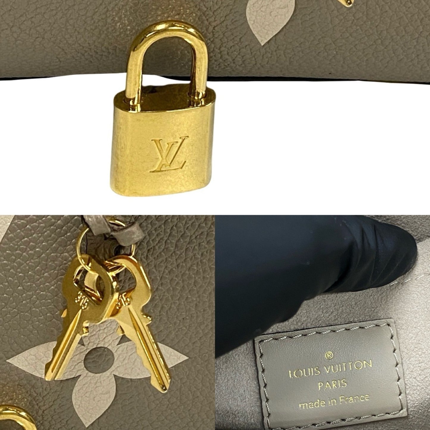 Louis Vuitton Monogram Empreinte Louis Vuitton Montaigne Bb Leather Handbag Tote Bag Beige 90824