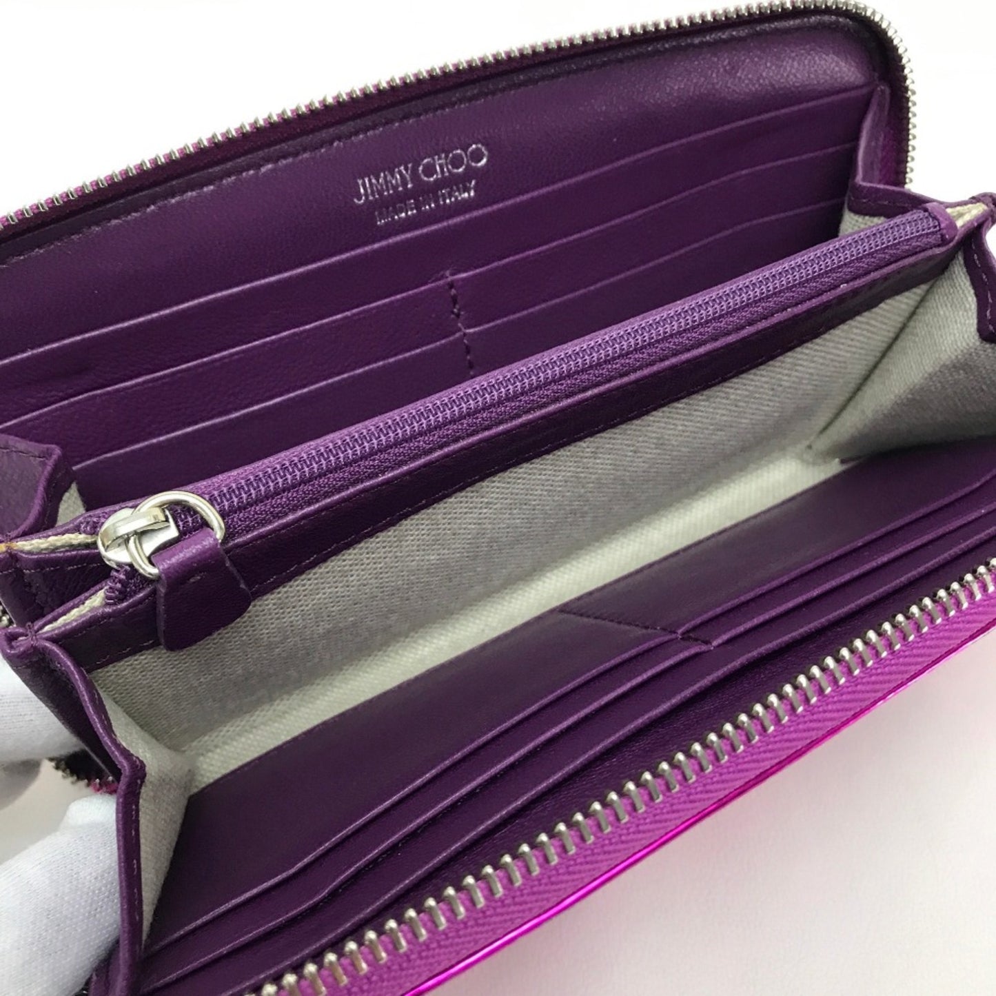 Jimmy Choo 163Filipa.Cim Zip Around Long Wallet Filipa Star Studs Long Wallet Purple Metallic Purple