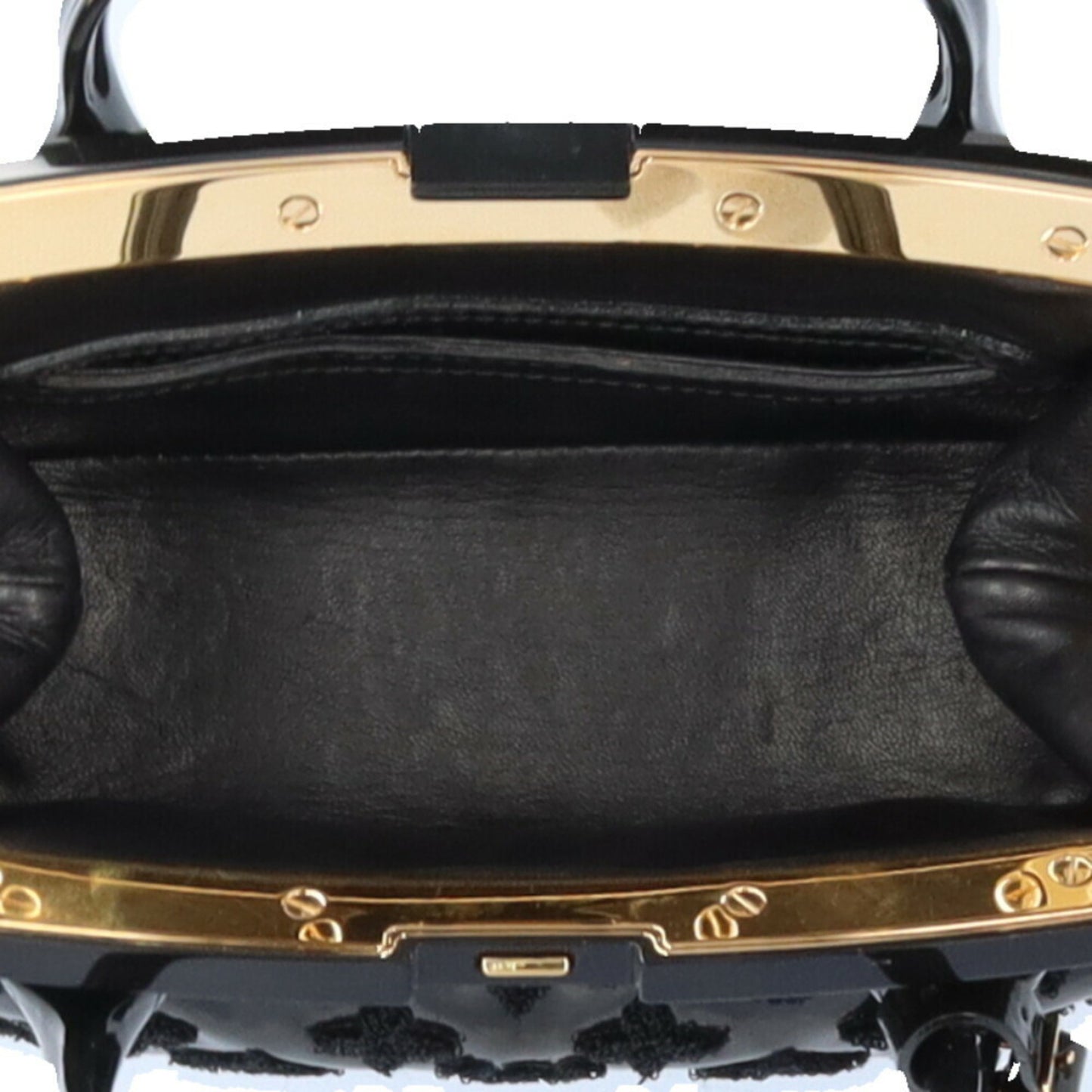 Louis Vuitton Lockit Bb Monogram Fascination Handbag Patent Leather M40604 Black