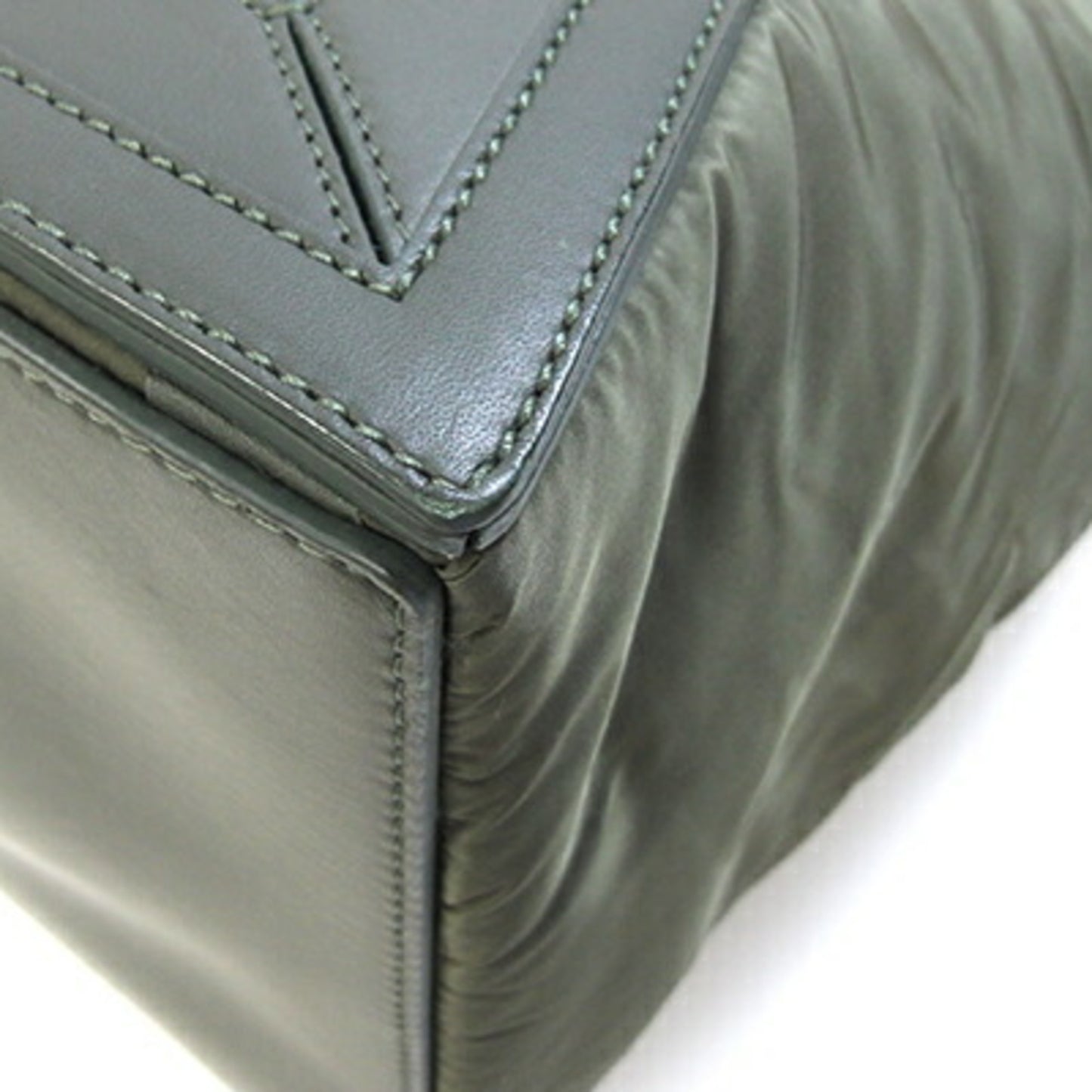 Balenciaga Handbag Navy Cabas M 363419 Khaki Nylon Leather Hand Tote