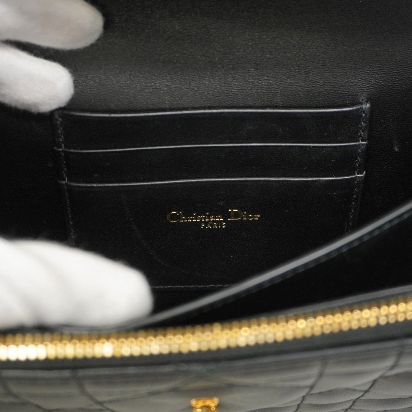Christian Dior Cannage Miska 12 Shoulder Bag In Black Leather