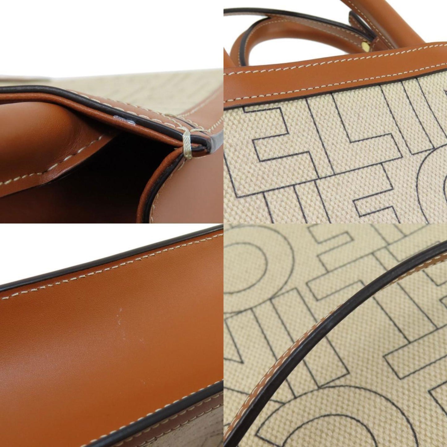 Celine Vertical Cabas Handbag Canvas Leather