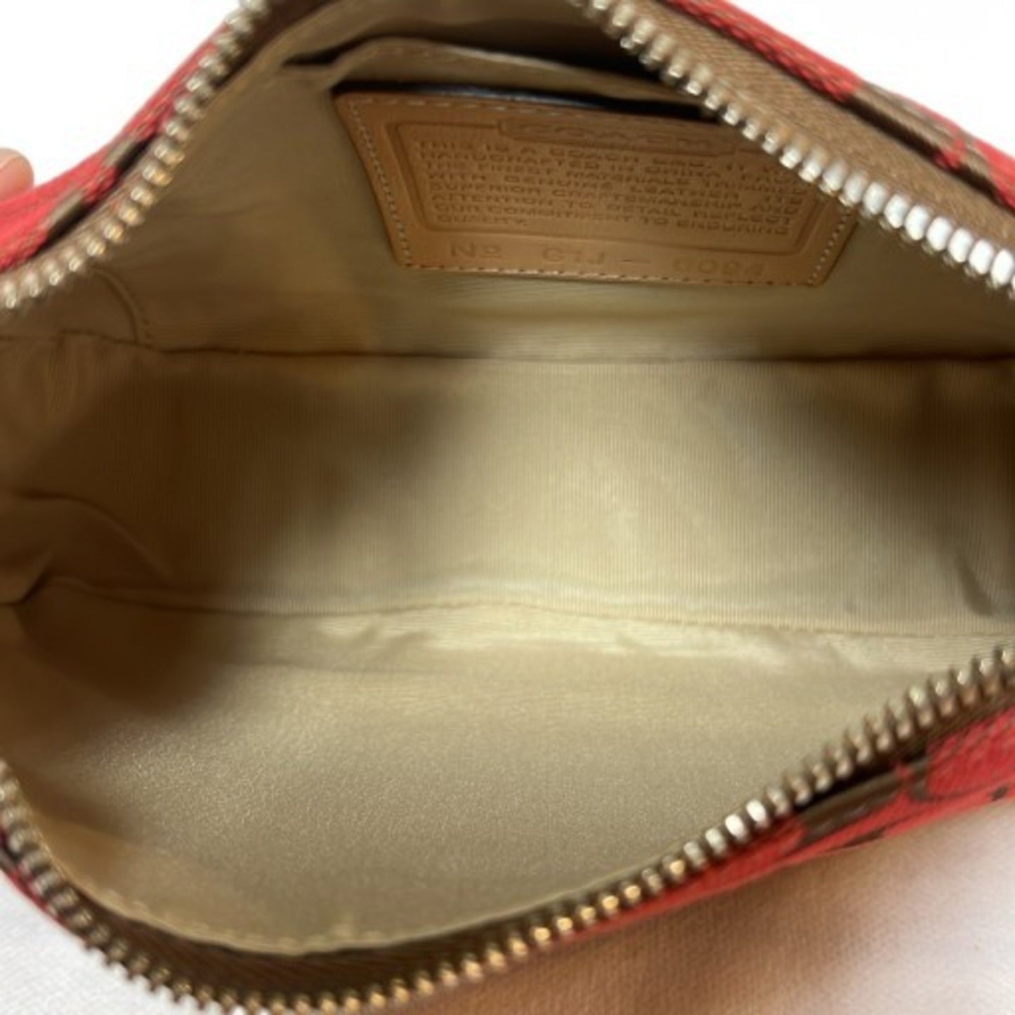 Coach Signature Mini Pouch Shoulder Bag 6094 In Red Leather