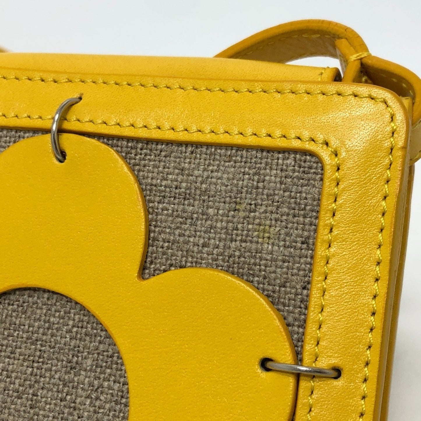 Celine Flower Pochette Shoulder Bag Leather Canvas