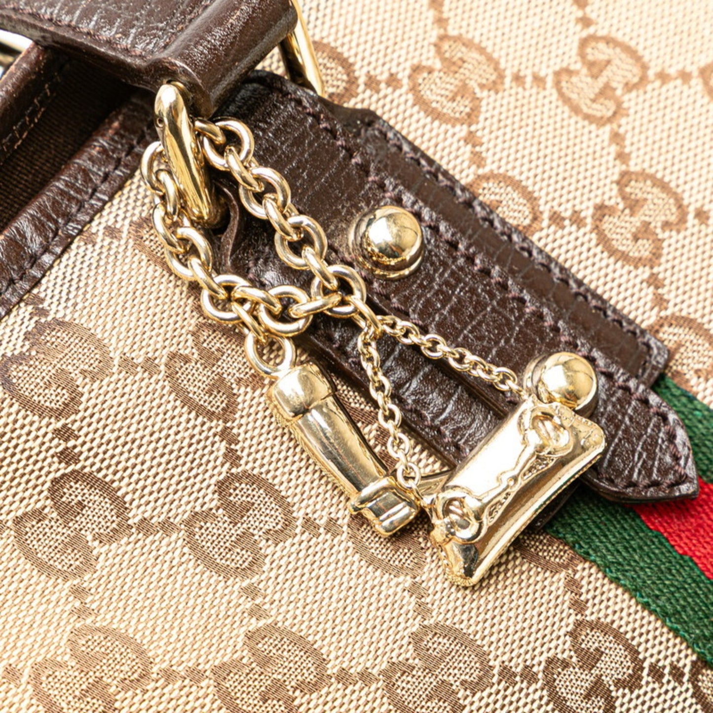 Gucci Gg Canvas Tote Bag 137396 Beige Brown Leather