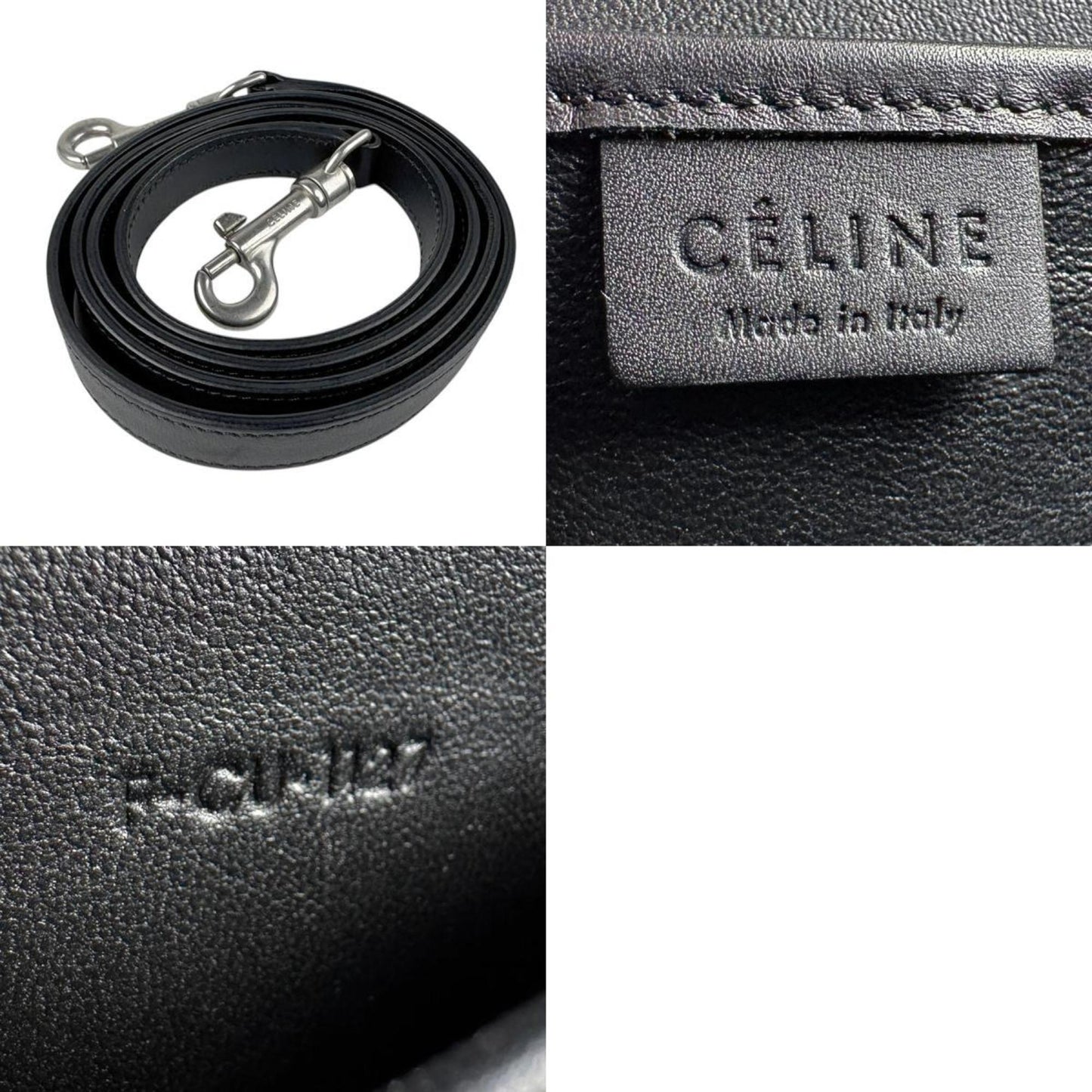 Celine Handbag Shoulder Bag Luggage Nano Shopper Leather Red X Black Grey