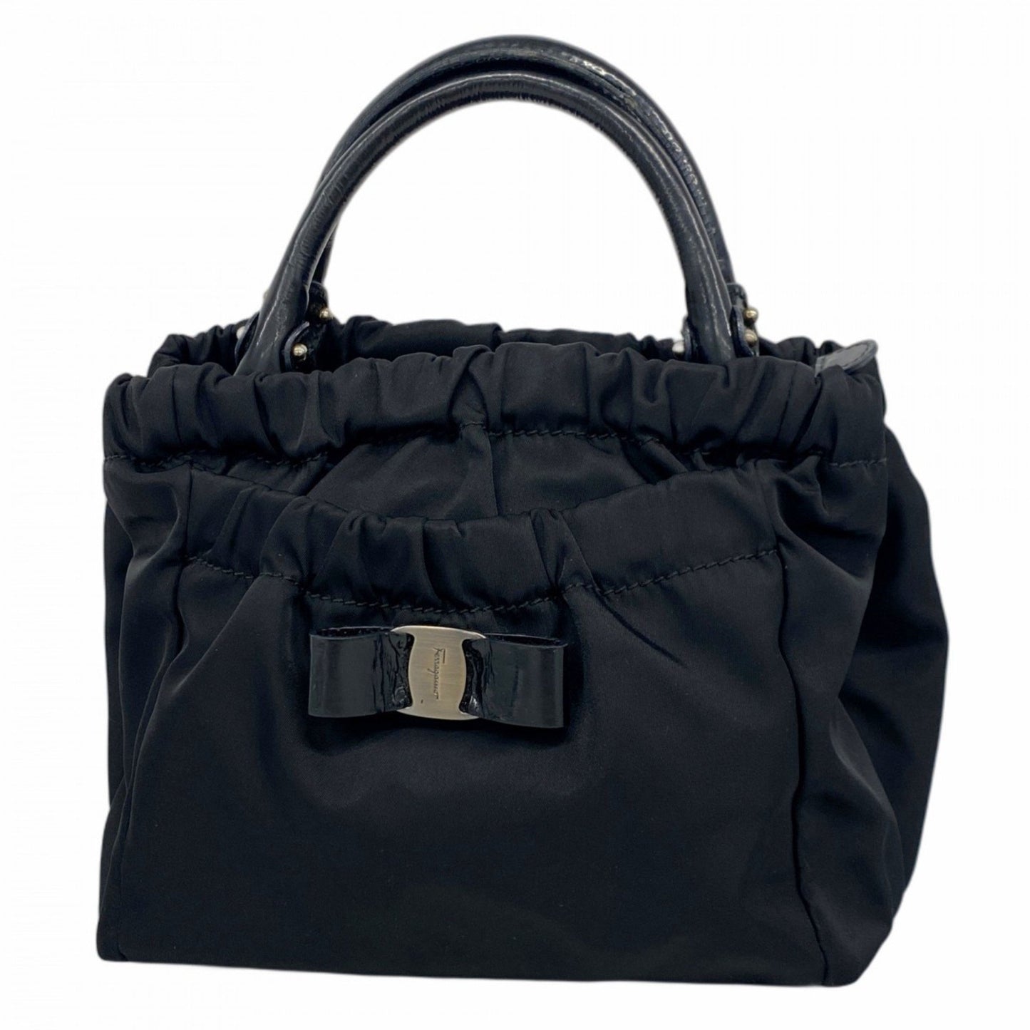 Salvatore Ferragamo Vara Nylon Handbag In Black