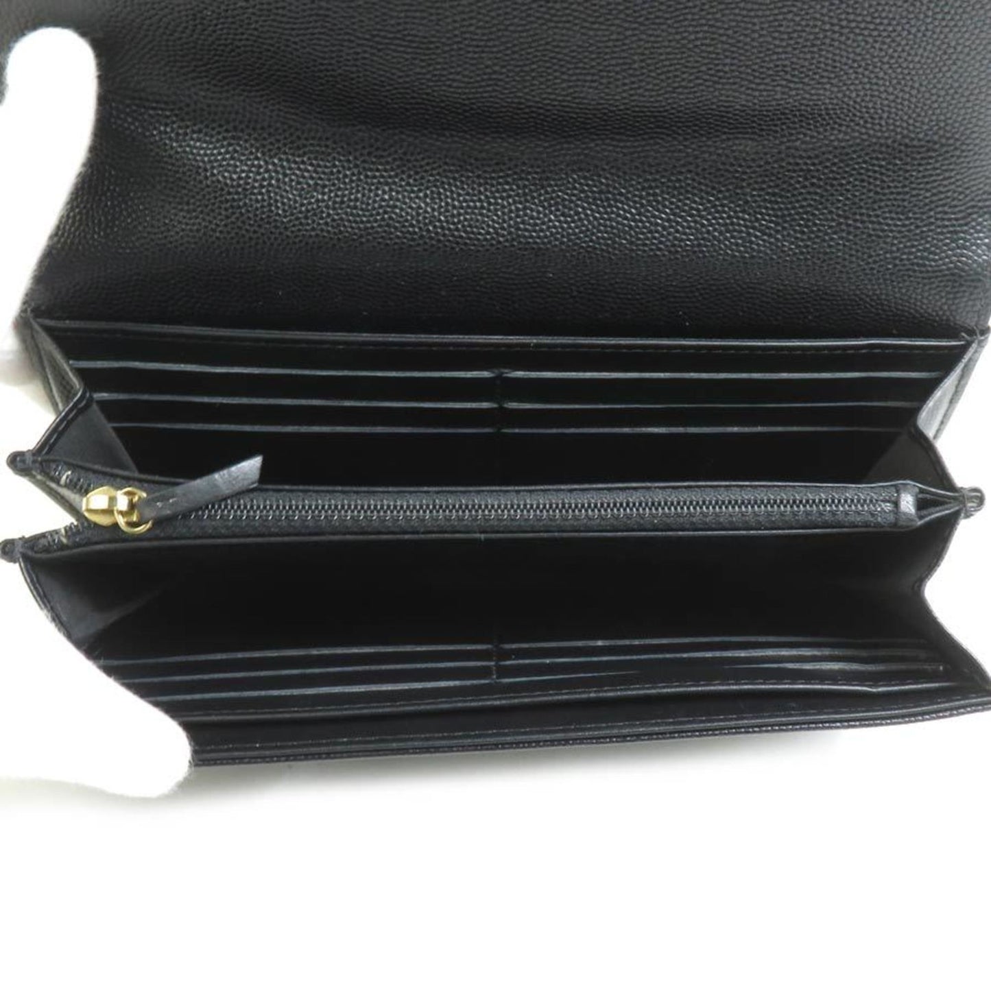 Chanel Long Wallet Deauville Caviar Leather Black