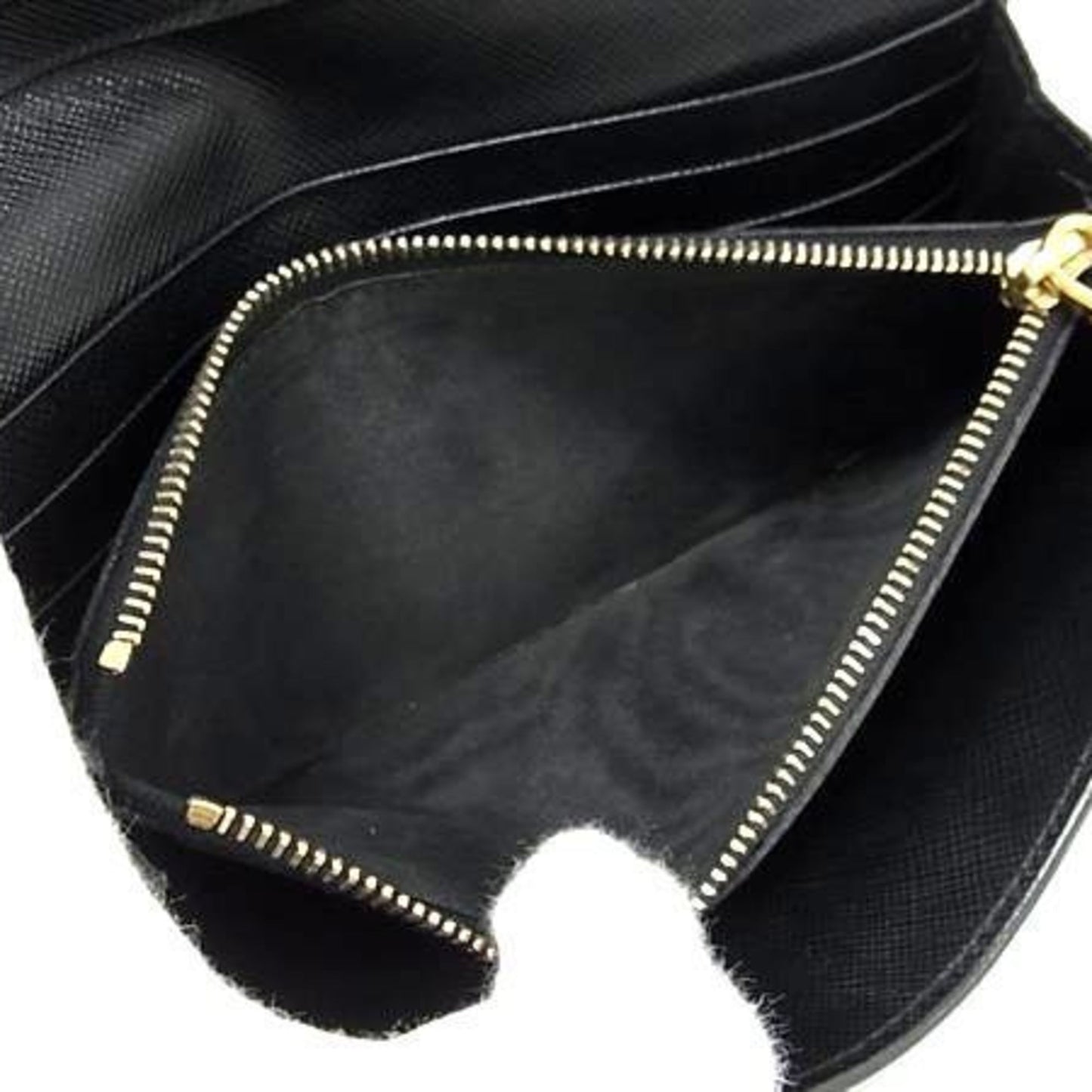 Prada Saffiano Metal Oro 1Mh132 Black Leather Long Wallet