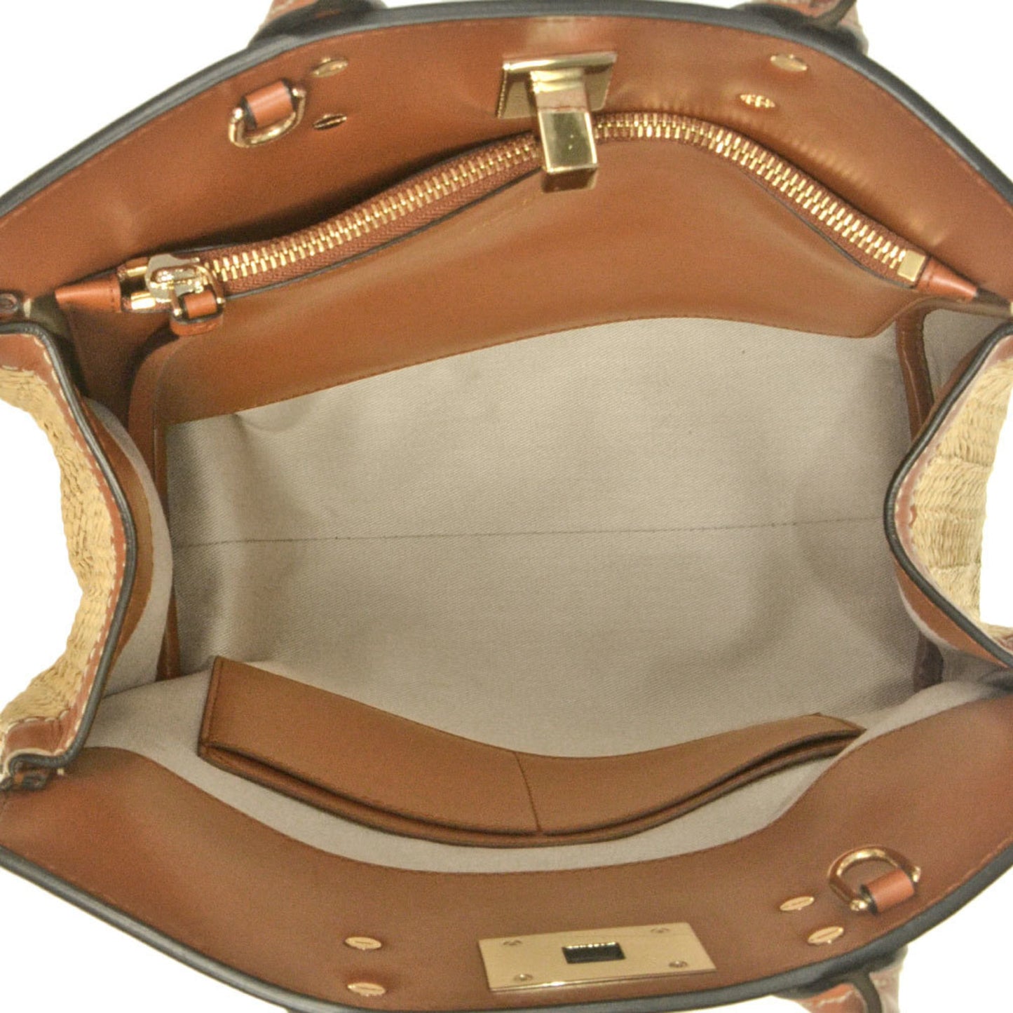 Salvatore Ferragamo Ferragamo Gancini Studio Bag Handbag Leather Raffia Dh-21 H539 Brown
