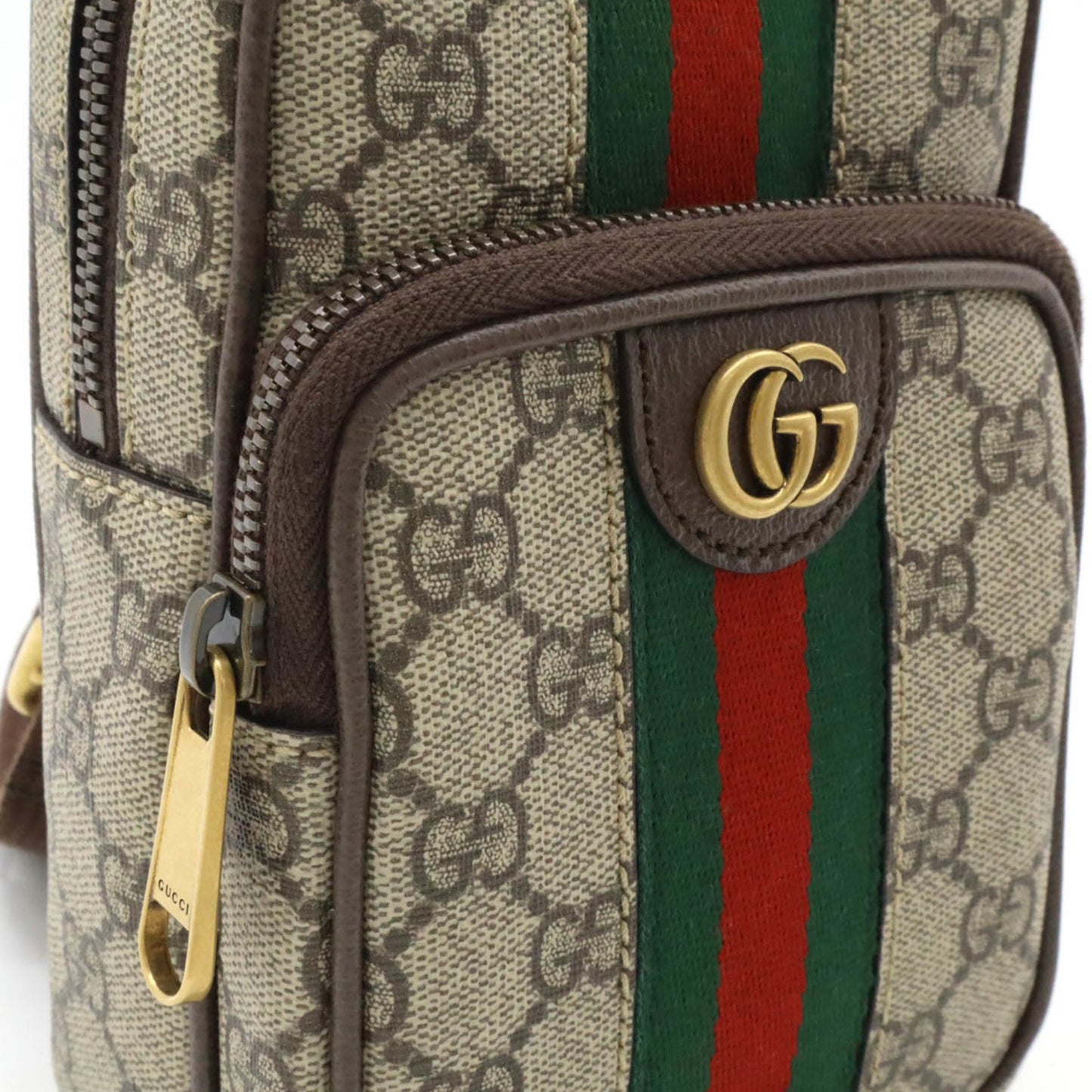 Gucci Ophidia Gg Supreme Body Bag Shoulder Sherry Line Pvc Beige Brown 752565