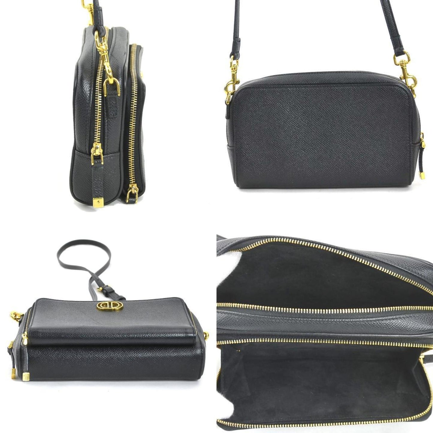 Christian Dior Shoulder Bag Caro Leather Black