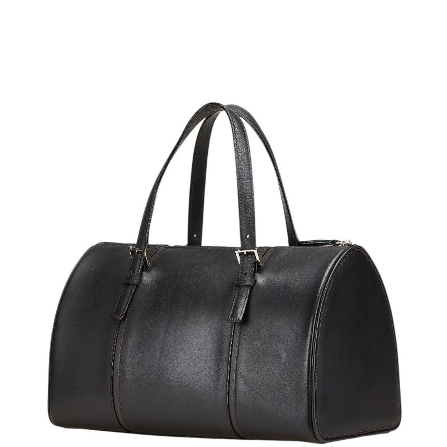 Burberry Nova Check Mini Boston Bag In Black Leather