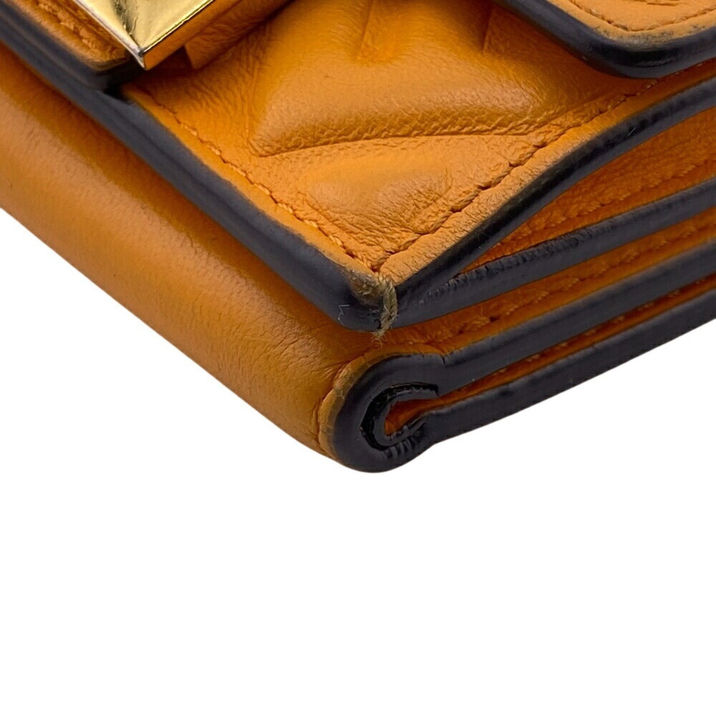 Fendi Bucket Micro Embossed Ff Tri-Fold Wallet In Orange