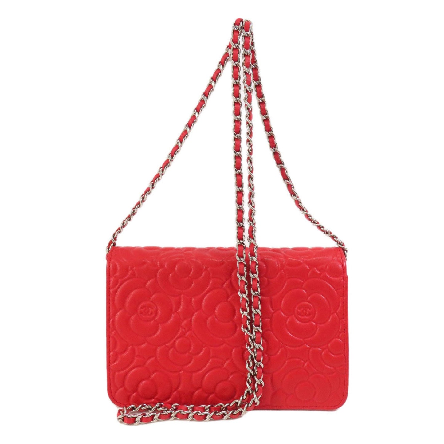Chanel Chain Wallet Camellia Coco Mark Long Leather
