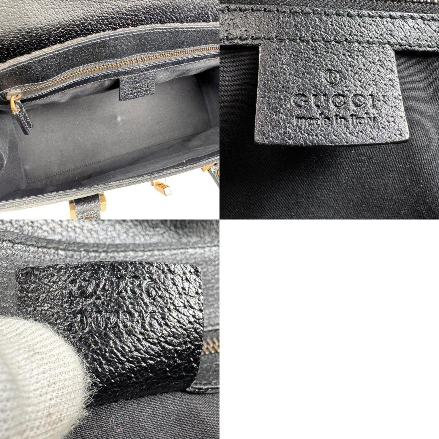 Gucci Handbag Gg Canvas Leather Black Bronze