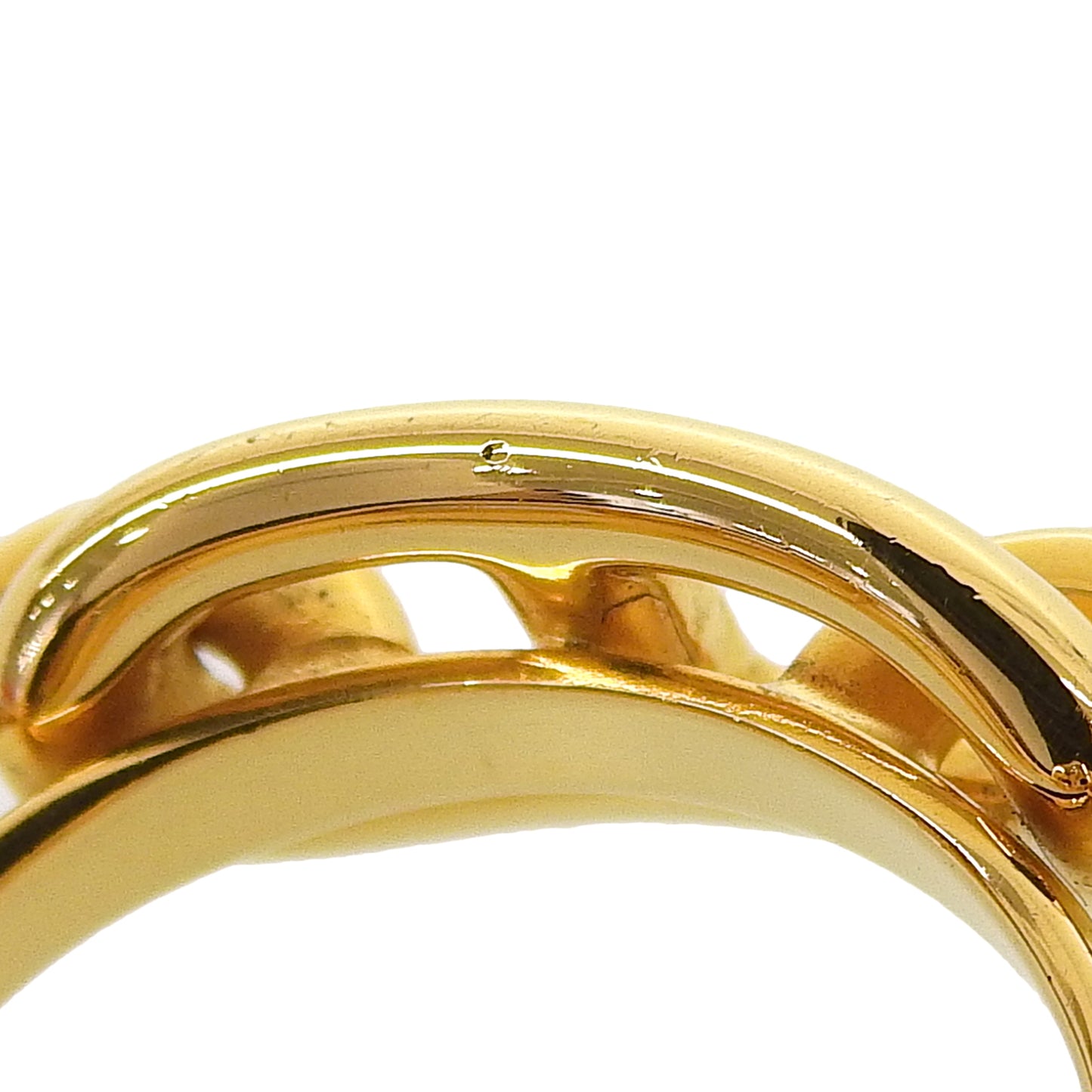 Hermes Lugate Chaine D'Ancre Scarf Ring In Gold With Box