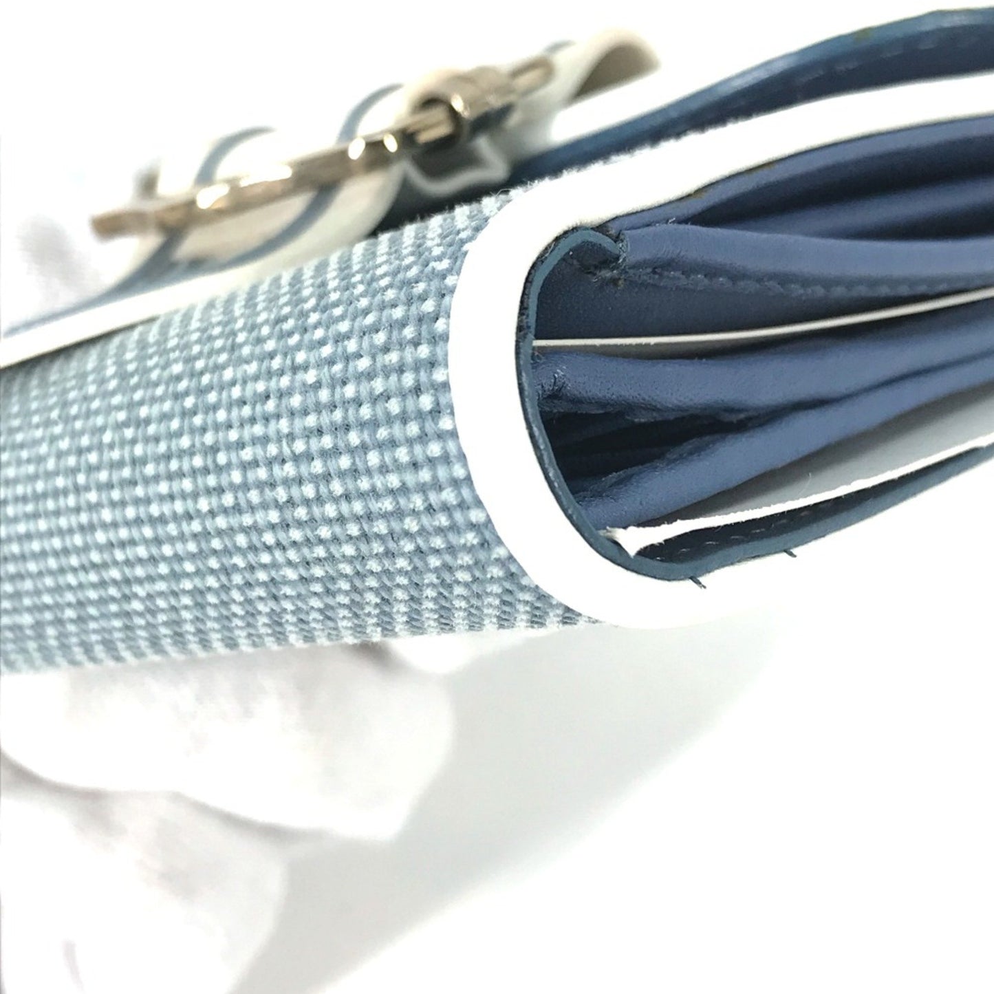 Christian Dior Bicolor Logo Compact Wallet Folded Wallet Blue