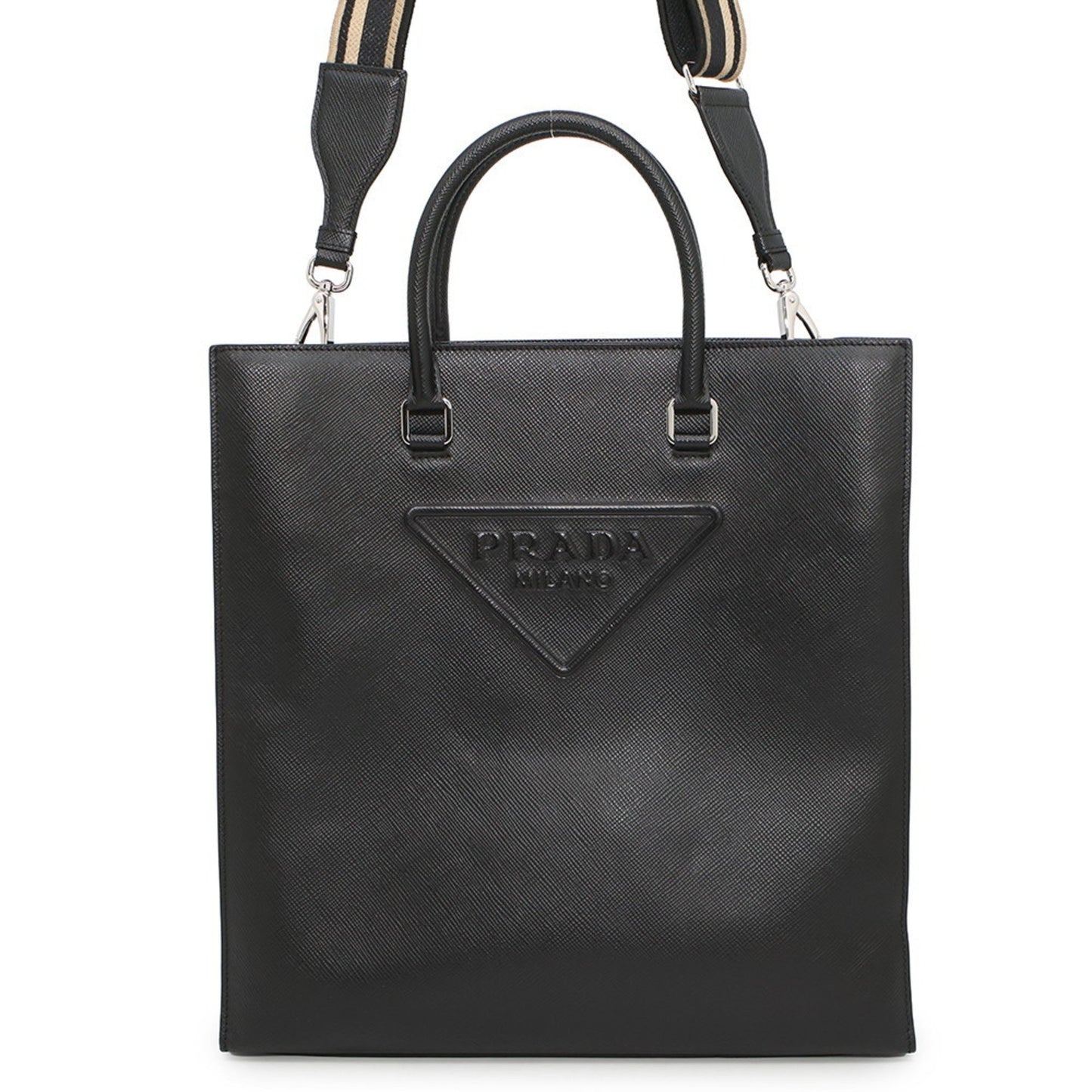 Prada Triangle Saffiano Leather Tote Bag 2Vg084 Prada Black 2-Way