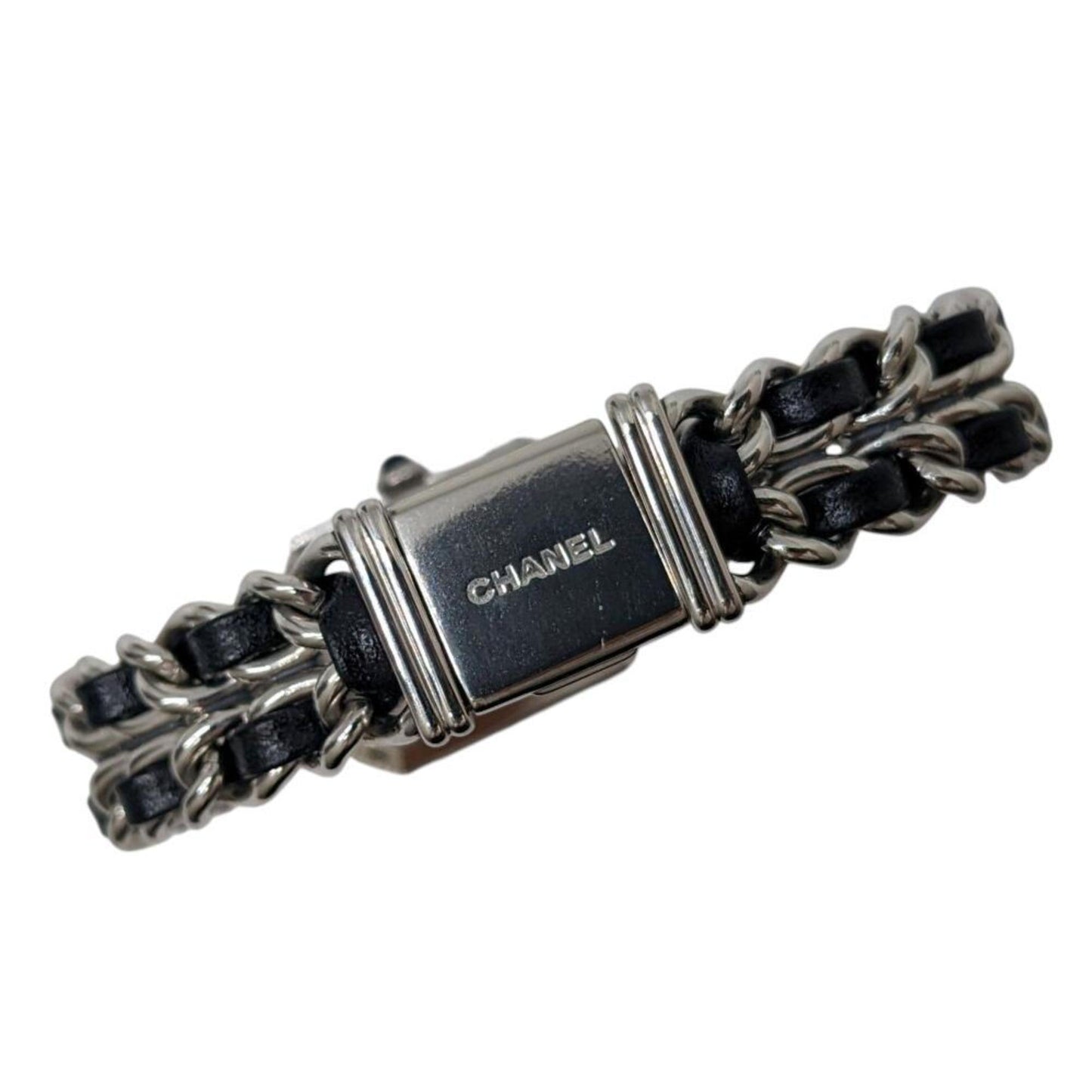 Chanel Premiere Silver Ss Black Dial M-L S Metal Fittings Leather Quartz H0451 Wristwatch