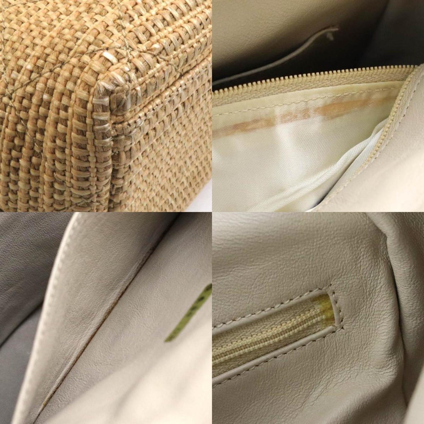 Chanel Shoulder Bag Raffia Beige Gold