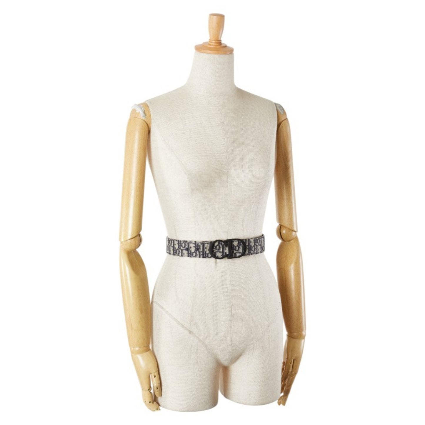 Christian Dior Dior Trotter Belt Navy Black Canvas Leather