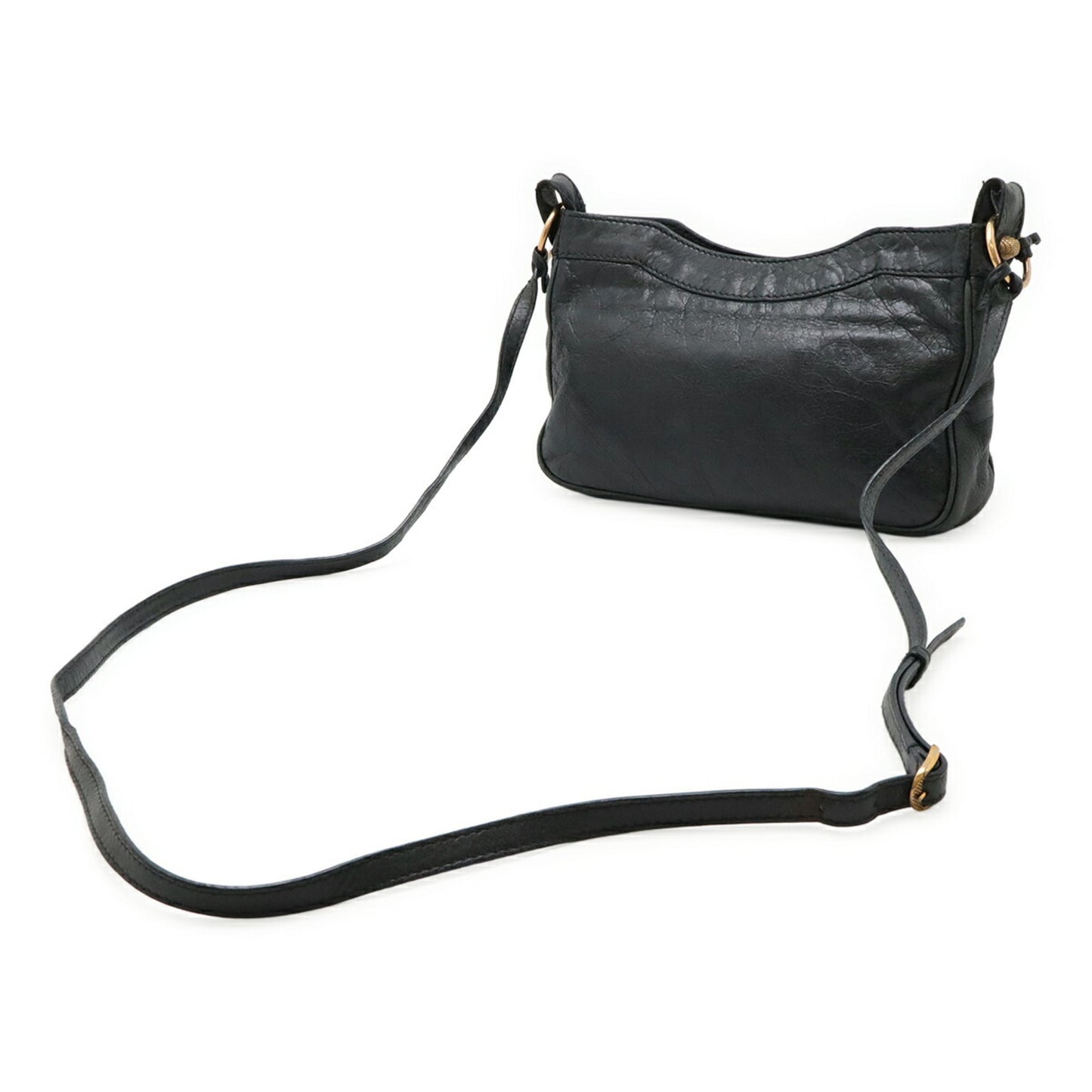 Balenciaga Giant Hip Shoulder Bag/Pochette Leather Black/Grey 237203