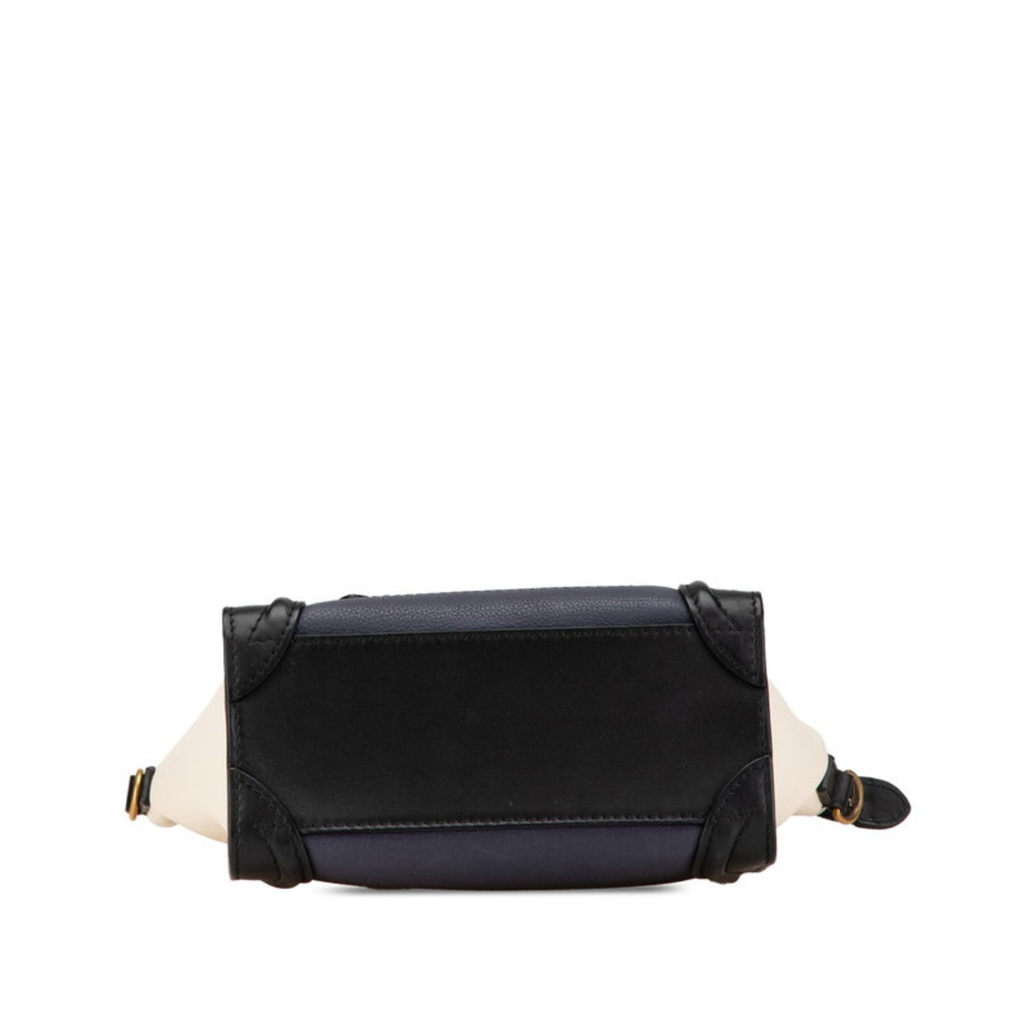 Celine Luggage Nano Shopper Tricolor Handbag Shoulder Bag 2Way Navy Black White Leather
