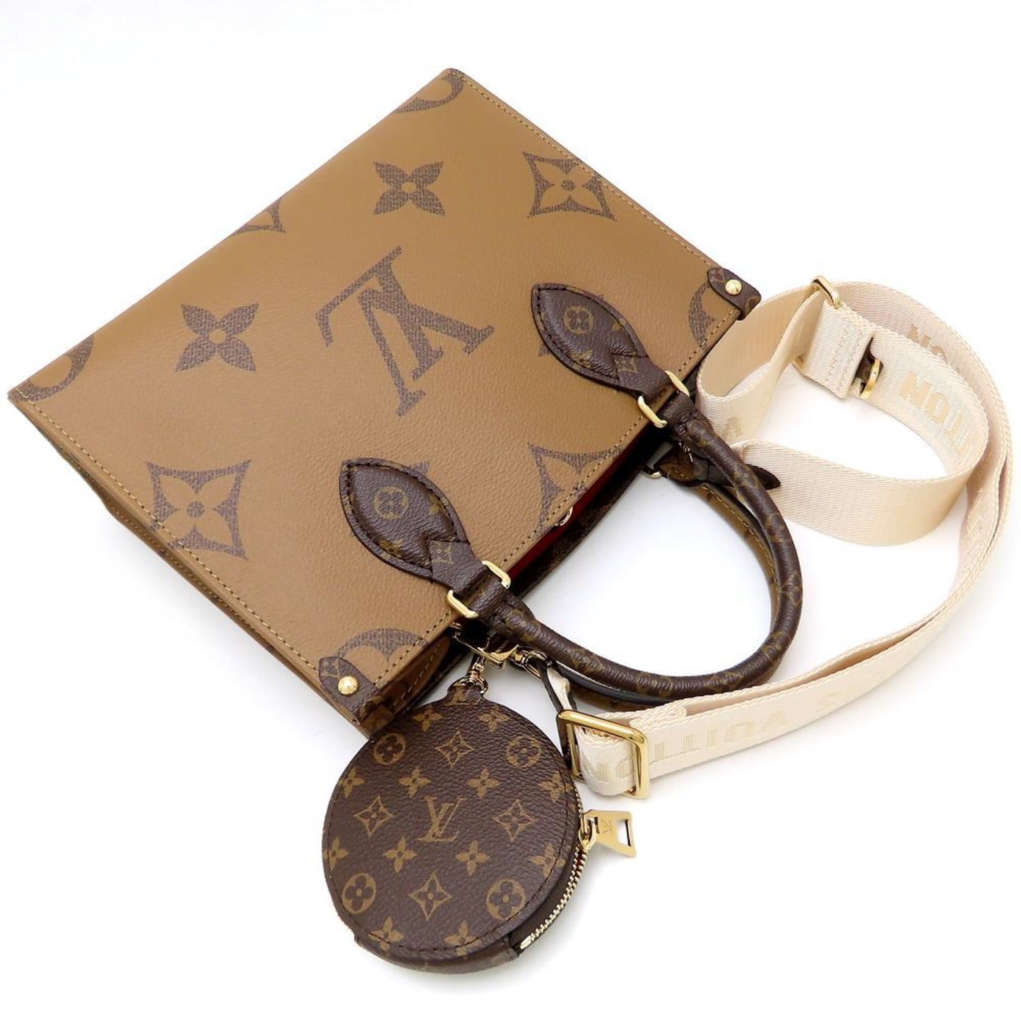 Louis Vuitton Louis Vuitton Monogram Giant Reverse On-The-Go Pm M46373 Handbag 2Way Brown 352427