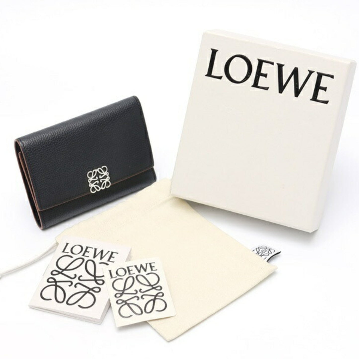 Loewe Anagram Vertical Wallet Small C821S33X01 Grained Calf Leather Black S-158506