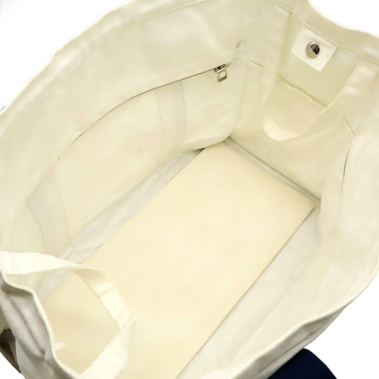 Hermes Adada Mother'S Bag Tote Horse Canvas Blue Marine Ivory Beige