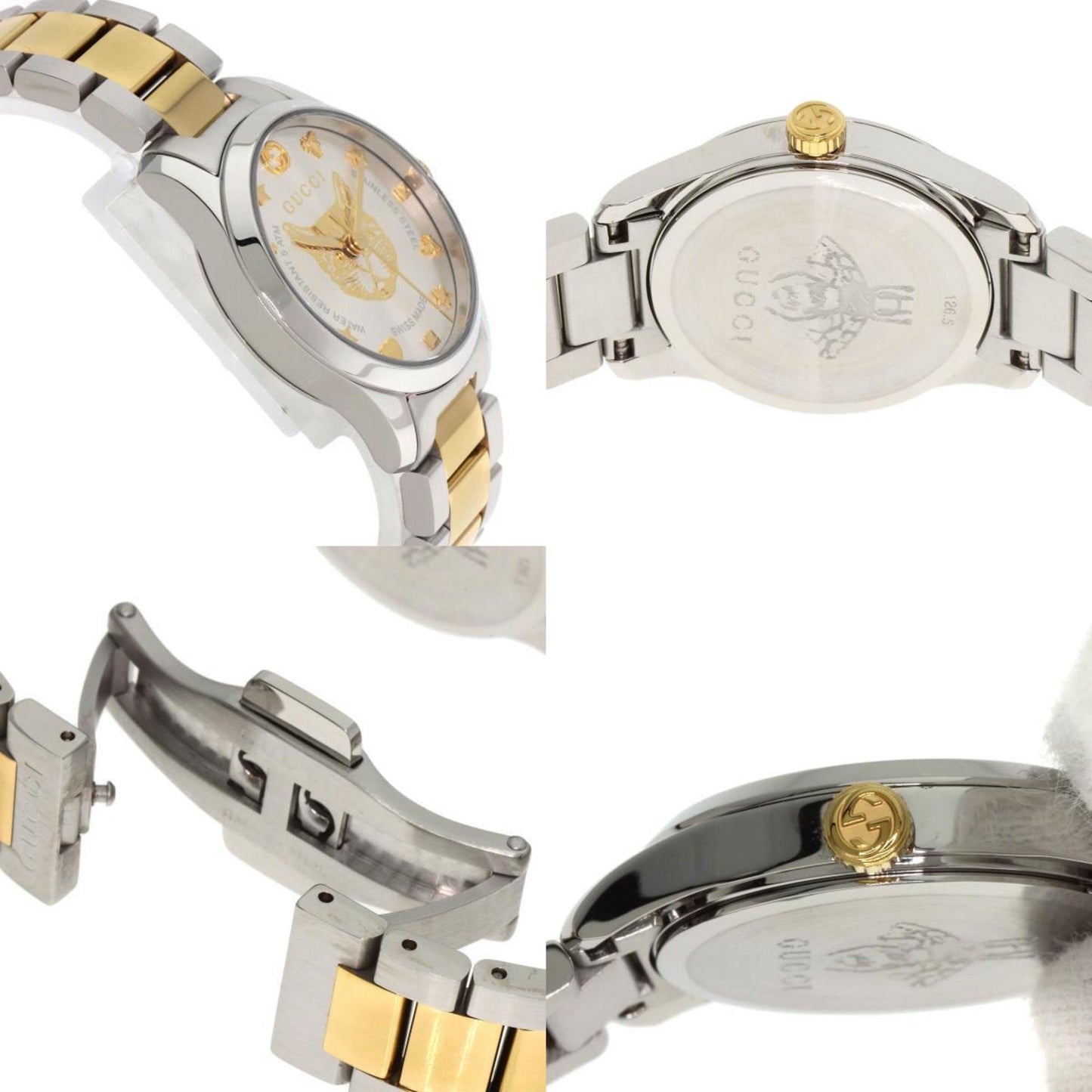 Gucci 126.5 G Timeless Cat Watch In Stainless Steel/Ssxgp